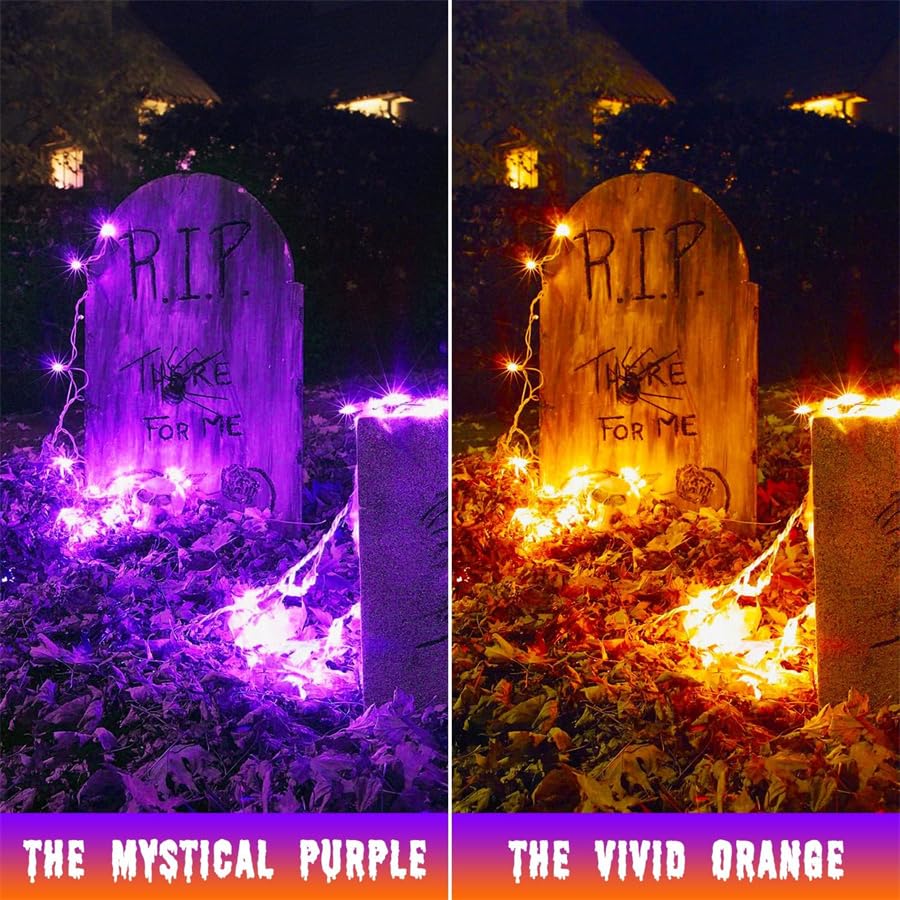 Jmexsuss 2 Pack 33Ft 100 Led Orange Purple Halloween Lights Indoor Outdoor  Color Changing Christmas Lights Plug In  Connectable Clear Wire String Light For Christmas Tree Party Xmas Decorations