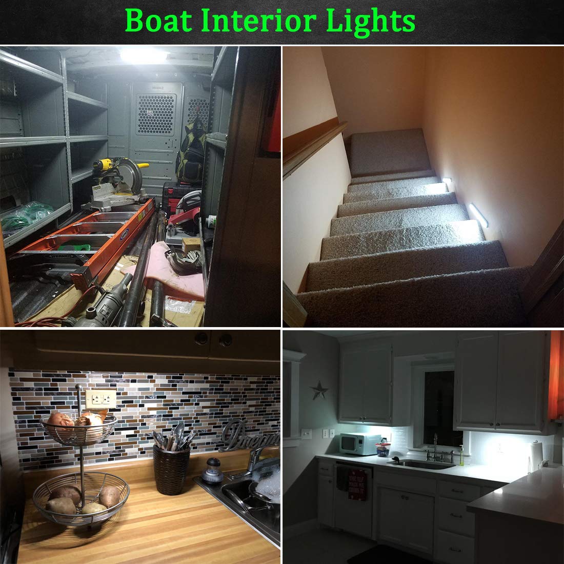 Boaton Marine Boat Navigation Lights, Night Fishing Lights, No Drilling Install Deck Lights Courtesy Lights Interior Lights For Pontoon Boat Bass Boat Jon Boat Jet Ski Kayak, White