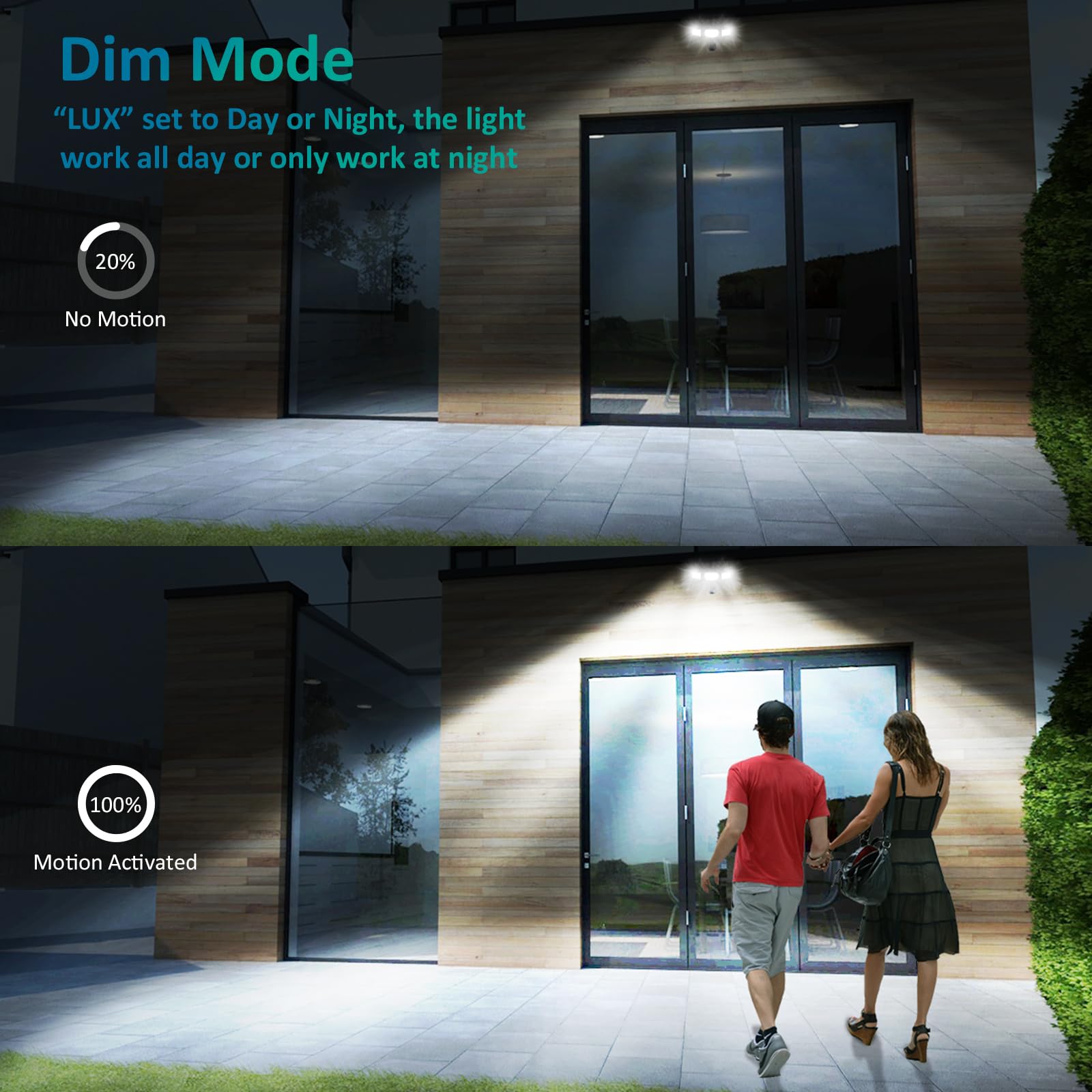 USTELLAR 55W Motion Sensor Security Lights, 5500LM, IP65 Waterproof, Outdoor Flood Lights, White, Model UT88125, 2 Pack