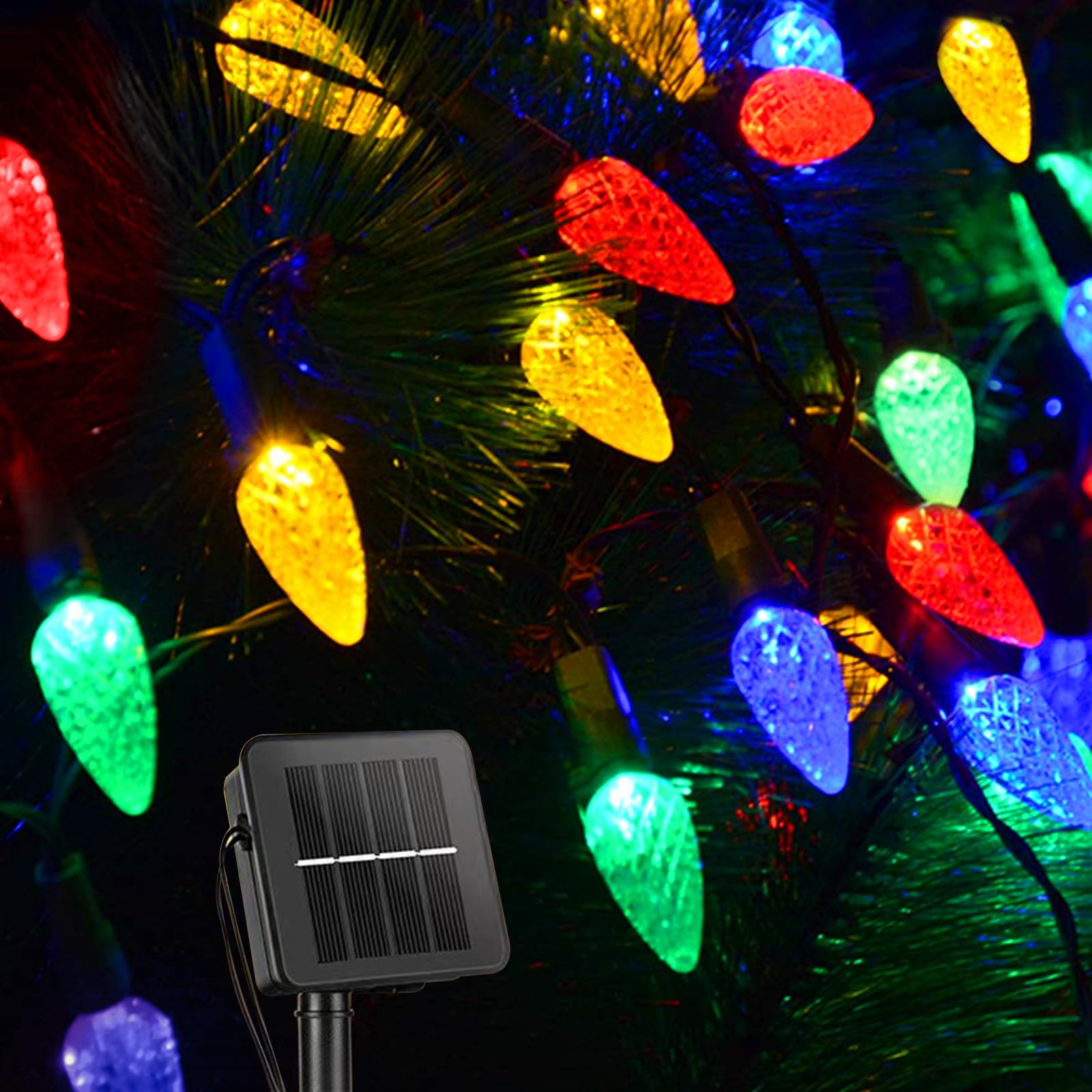 Solar String Strawberry Lights Outdoor 100 LED 40Ft Multi-Color Christmas Fairy Lights with 8 Lighting Modes, Waterproof Solar L