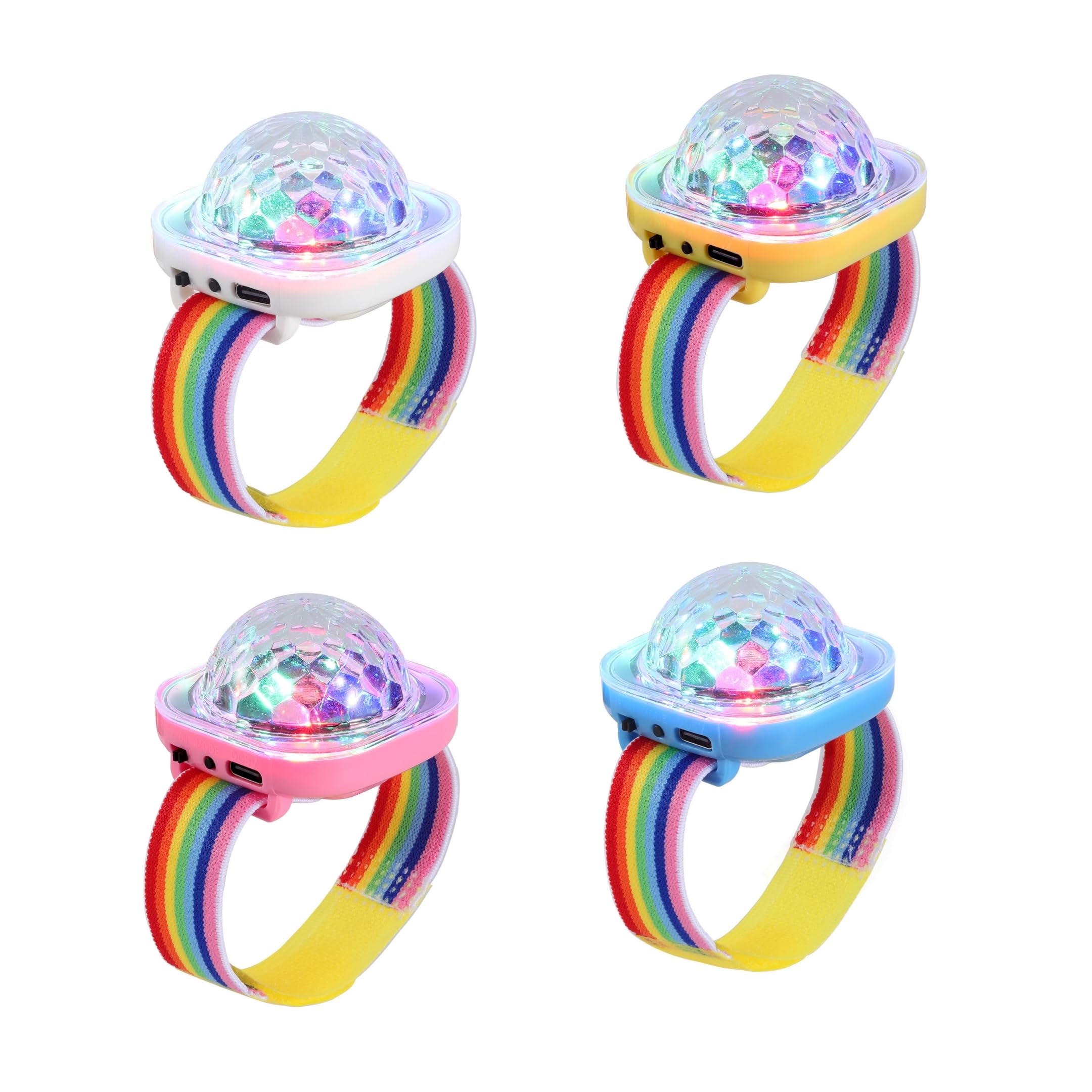 Lancoon Disco Ball Light, Wearable Mini Portable LED Lamp Night Strobe Watch Bracelet USB Charging Voice Control with Suction Cu