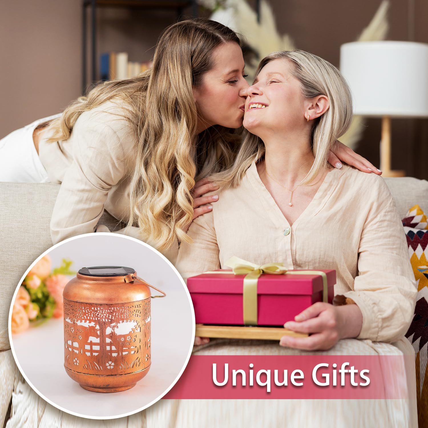 Cow Solar Lanterns Outdoor Waterproof Hanging Solar Lights Cow Gifts For Women Men Mom Metal Decorative Led Outdoor Lanterns For