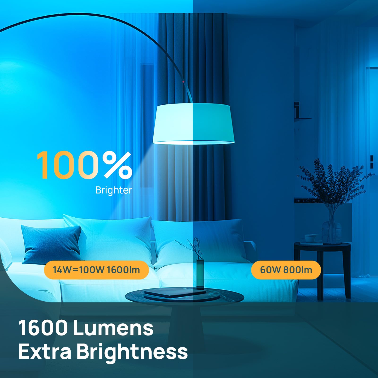 Linkind Smart Light Bulb, RGBTW LED Color Changing, 100W Equivalent, 4 Pack, Wi-Fi Compatible, Model LS0102111261