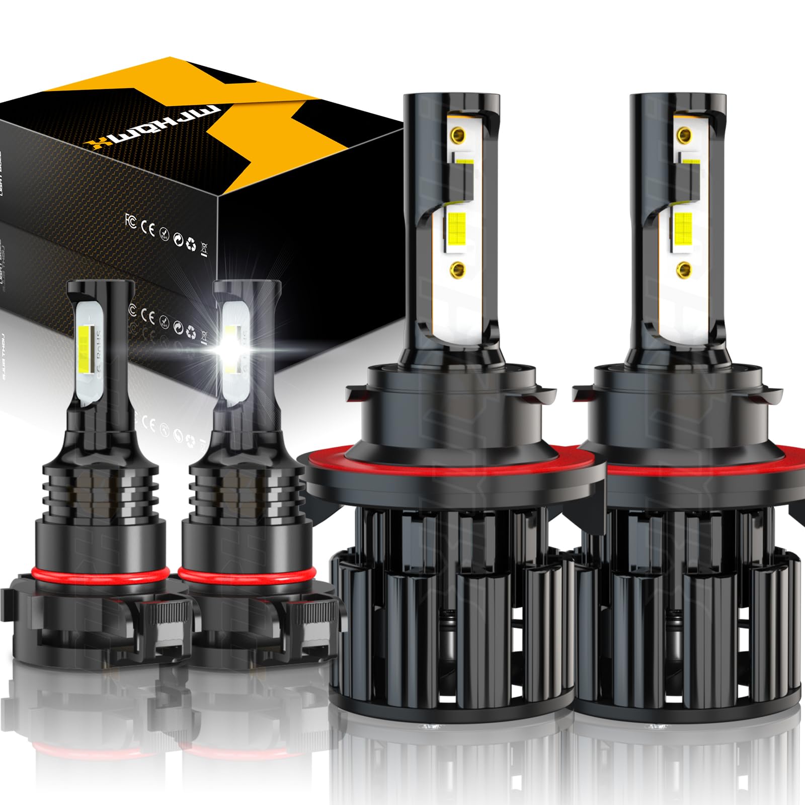 XWQHJW H13 Light Bulbs for 2007-2014 GMC Yukon, 6000K Bright White, 4-Pack, Plug n Play