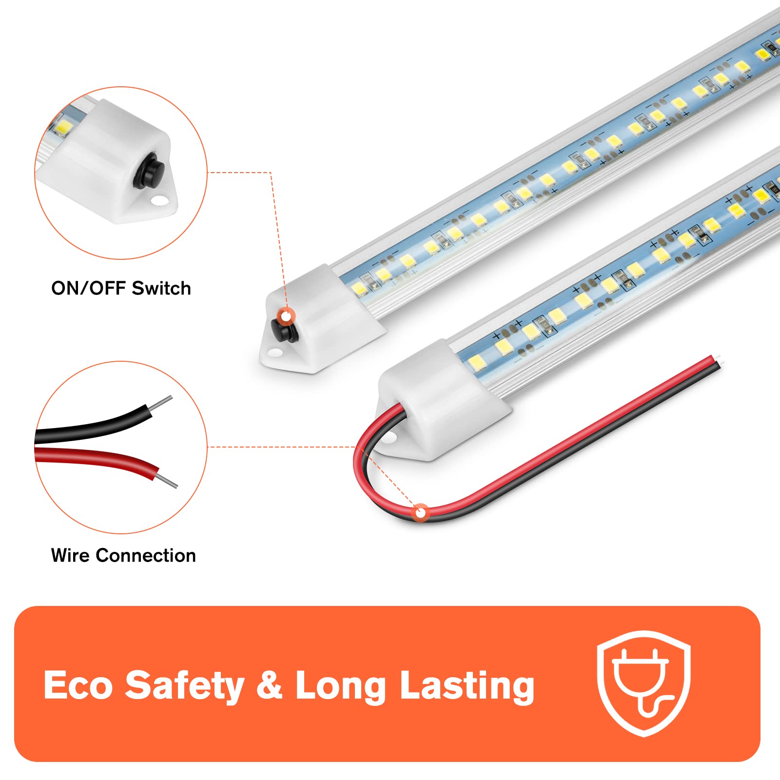 12V Interior Led Light Bar, Dc 12V Led Light Strip W/Switch For Car, Trailer, Truck Bed, Van, Rv, Cargo, Boat, Cabinet, Slim Enc