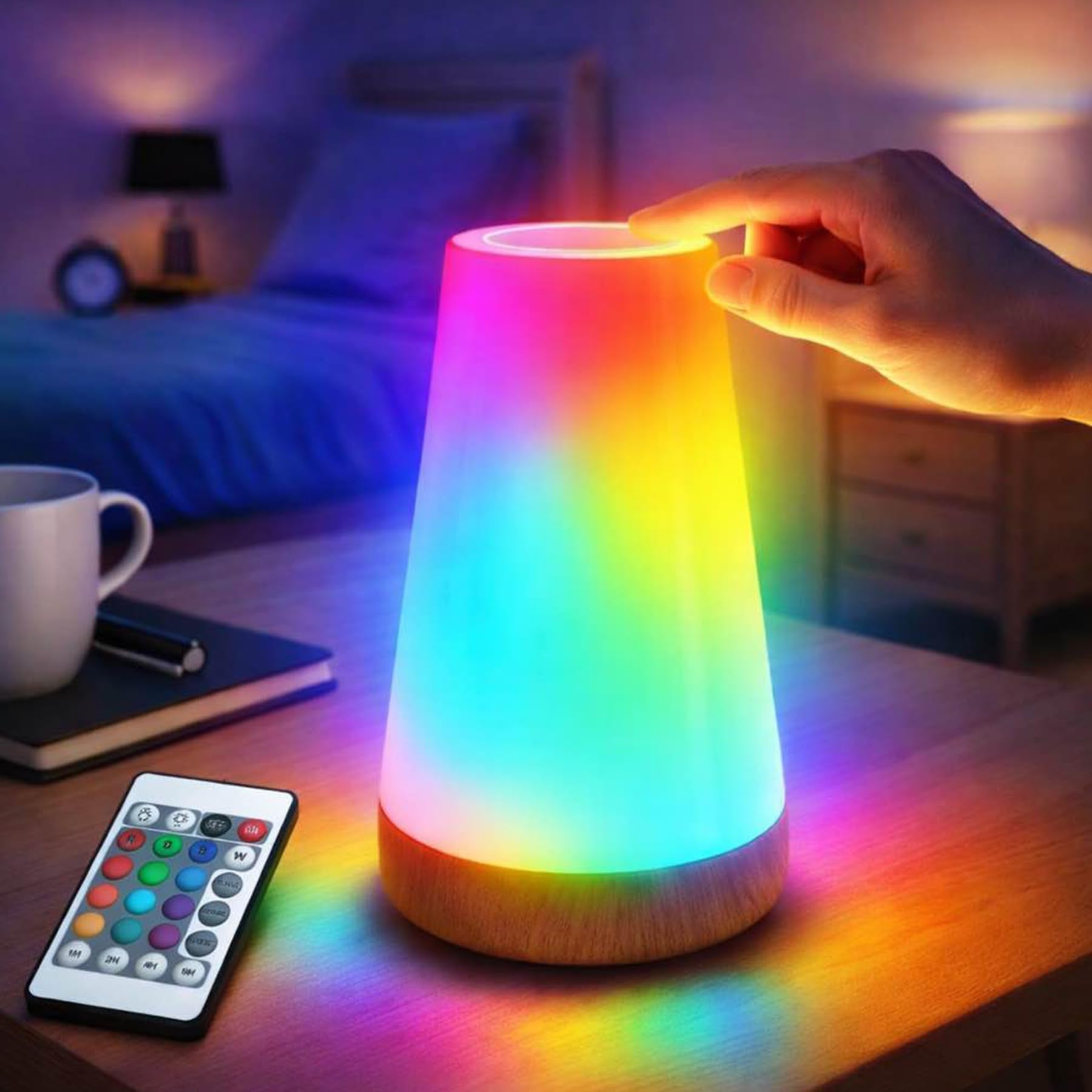 AMEXI Kids Touch Night Light: Dimmable LED Bedside Lamp Eye-Caring Soft Warm USB Rechargeable Portable for Home Bedroom Living R