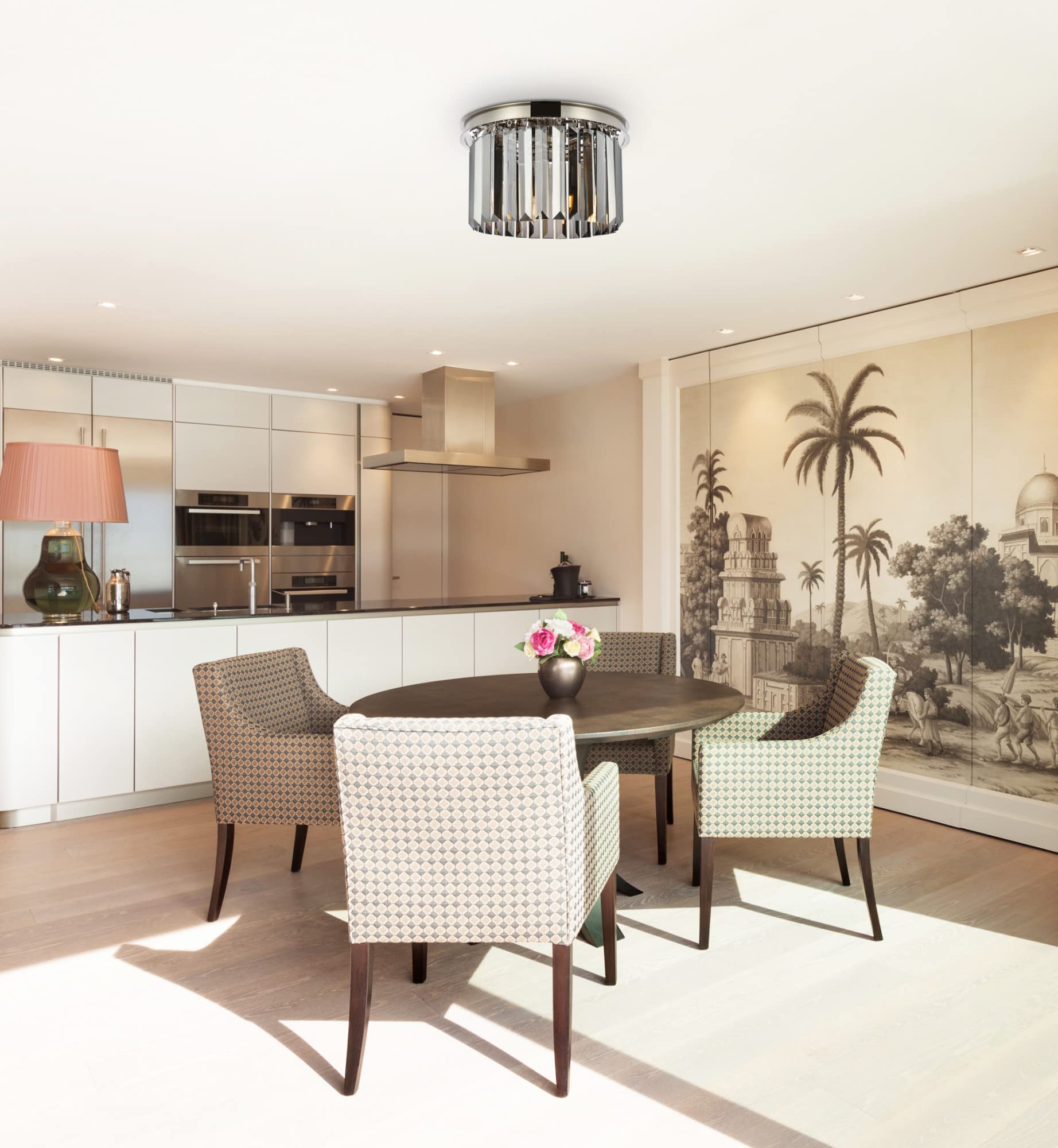 Elegant Lighting Sydney 3 Light Matte Black Flush Mount With Silver Shade - Modern Lighting Fixture