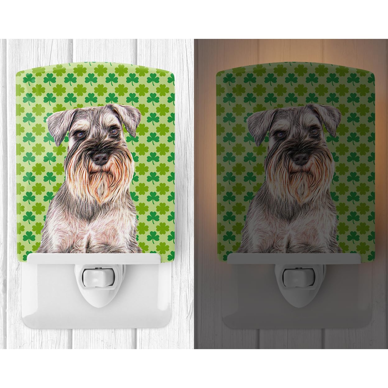 Carolines Treasures St. Patricks Day Schnauzer Ceramic Night Light, 6x4x3in, UL-Certified, Multicolor, Model KJ1200CNL