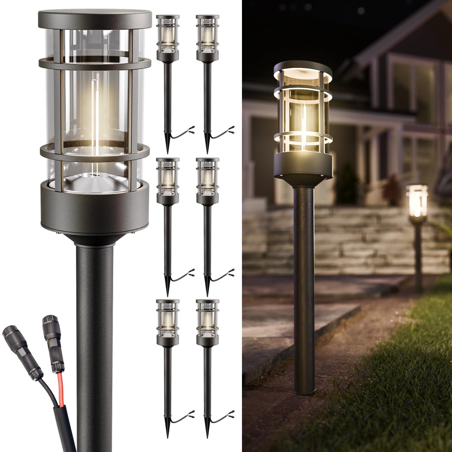 Sunco 6 Pack Low Voltage Garden Pathway Lights, LED Landscape Pathway Lighting, 1.5W, 50 LM, 3000K Warm White, Wet Rated, for Ga