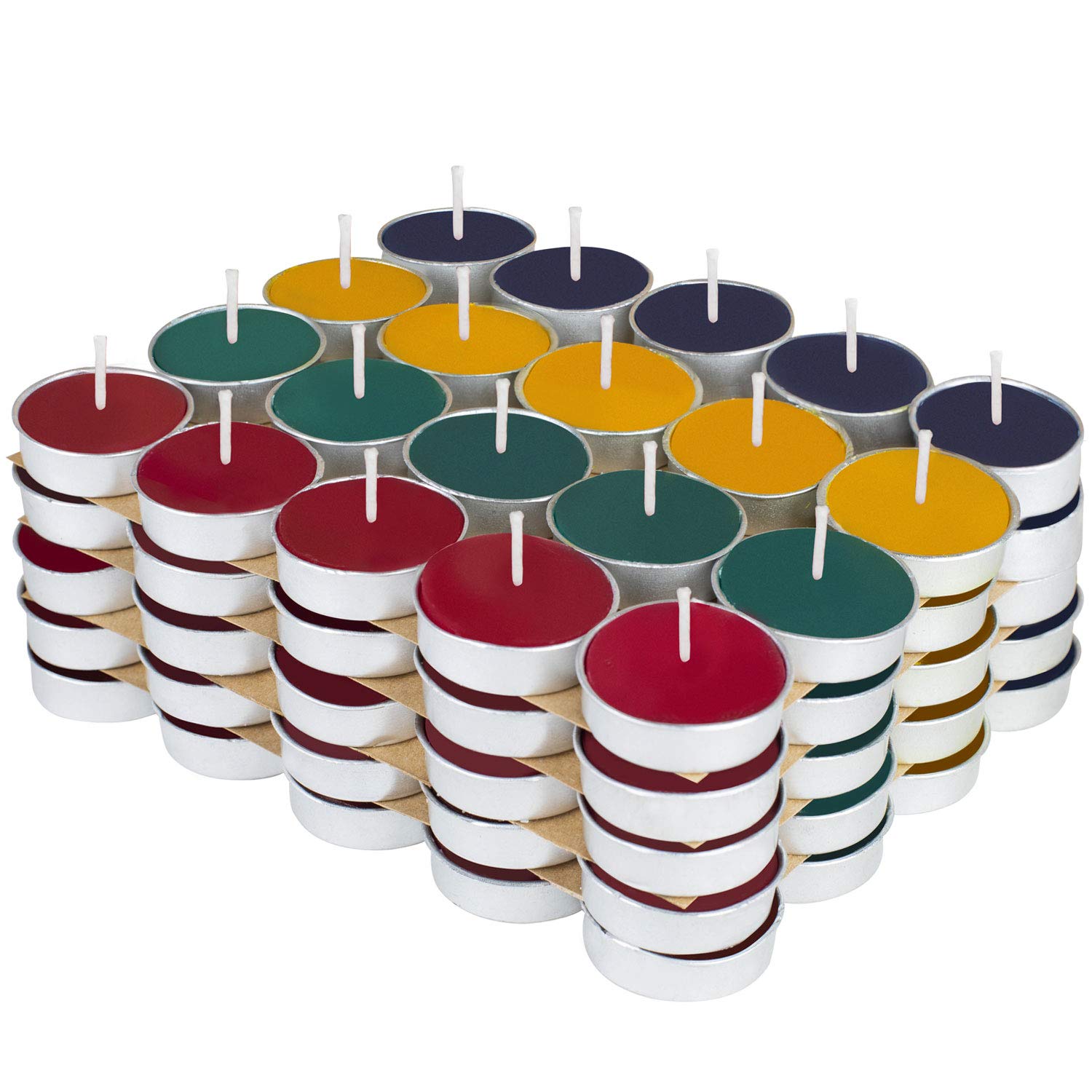 Kaameri Bazaar - Colored Wax Tealight Candles (Set of 50, Unscented) - Gift for Diwali for Employees