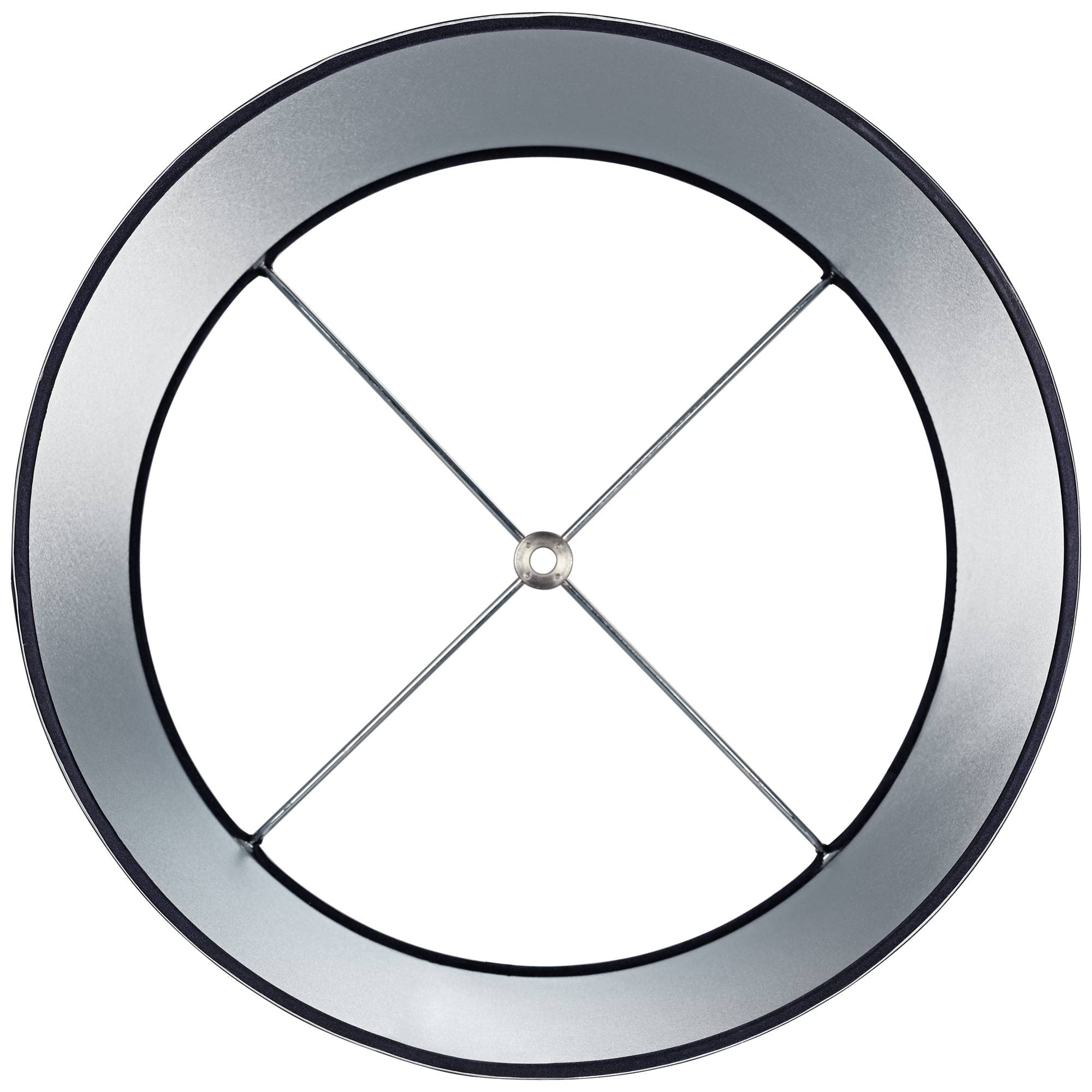 Sydnee Navy with Silver Trim Medium Drum Lamp Shade 14'' Top x 16'' Bottom x 11'' Slant (Spider) Replacement with Harp and Finia