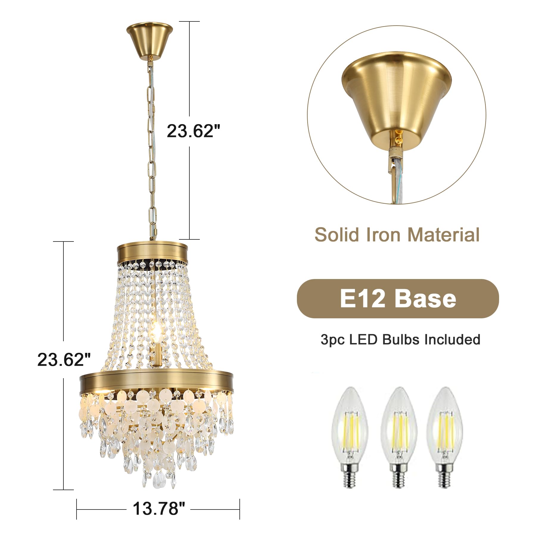 Tribillion 24'' Capiz Shell Chandelier Dining Room Chandeliers Bathroom Pendant Light 6 Light Coastal Ceiling Hanging Light For