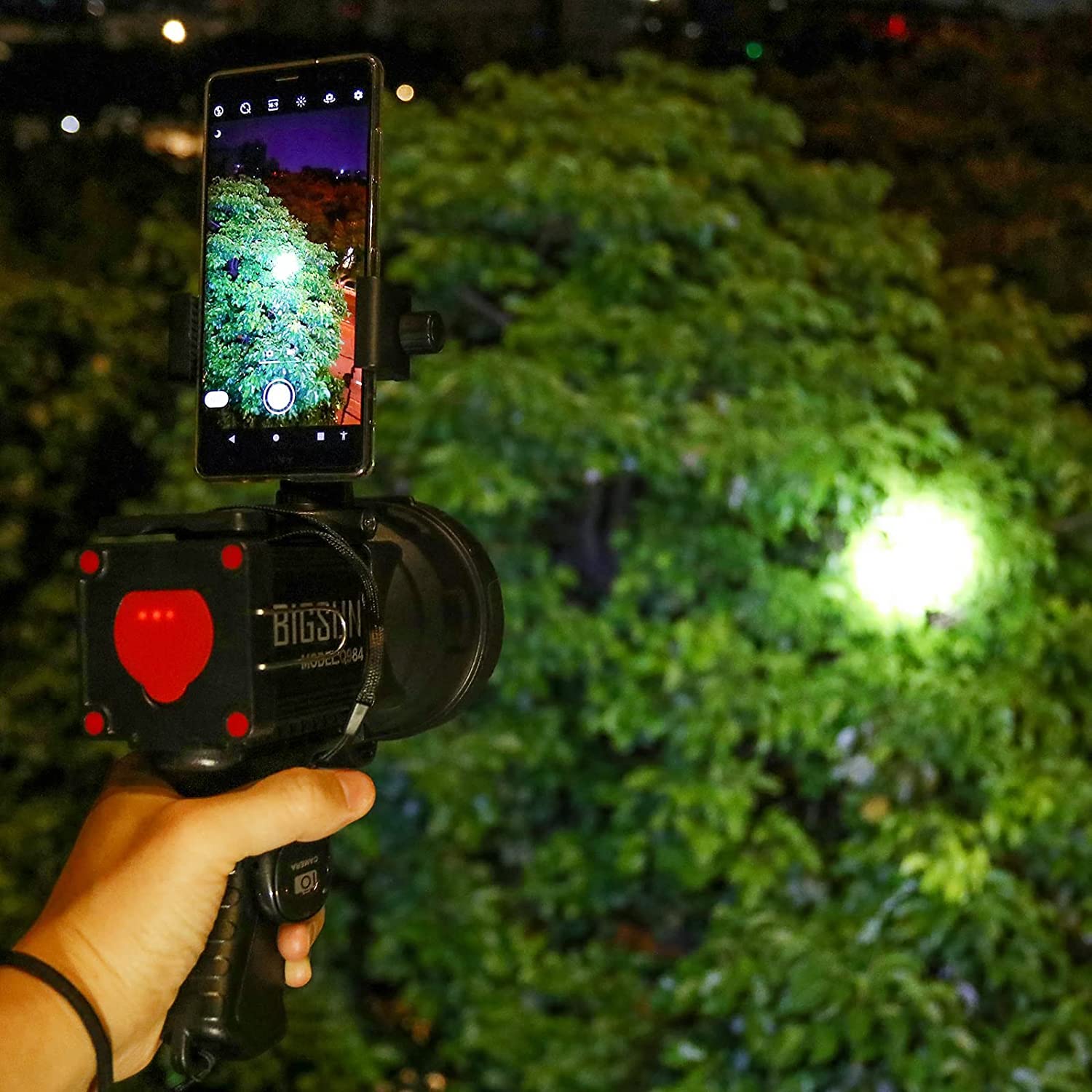 Bigsun 4 Colors Spotlight, High Lumen Flashlight 1200,000 Led With Phone Holder, Rechargeable 14000 Mah, White/Red/Green/Yellow