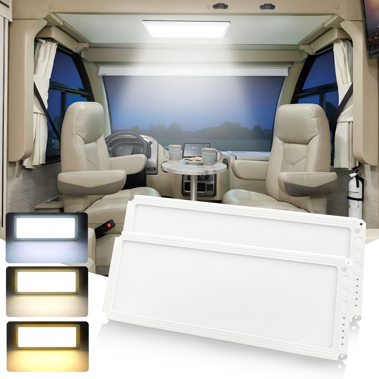 MERTTURM Super Big 12V RV Interior Light 16.7 x 6.7, 1500LM RV Ceiling Light with Dimmable Switch and 3 Color Temperature, 2700-
