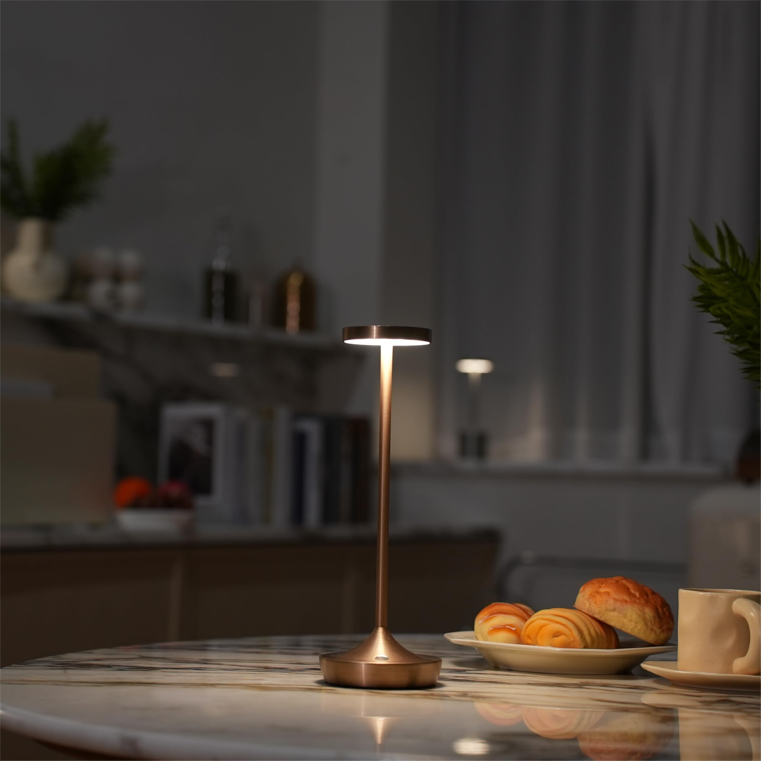 Sikevht 2 Pack Cordless Led Table Lamps, 3-Color Dimming, Waterproof, Battery Operated, Bronze