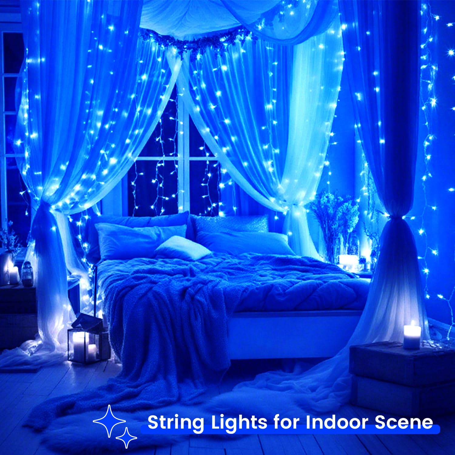 2 Pack Christmas String Lights Battery Operated With Timer  66Ft 200 Led Waterproof Twinkle Lights  8 Modes Fairy Light For Indoor And Outdoor Bedroom Garland Tree Christmas Decorations (Blue)