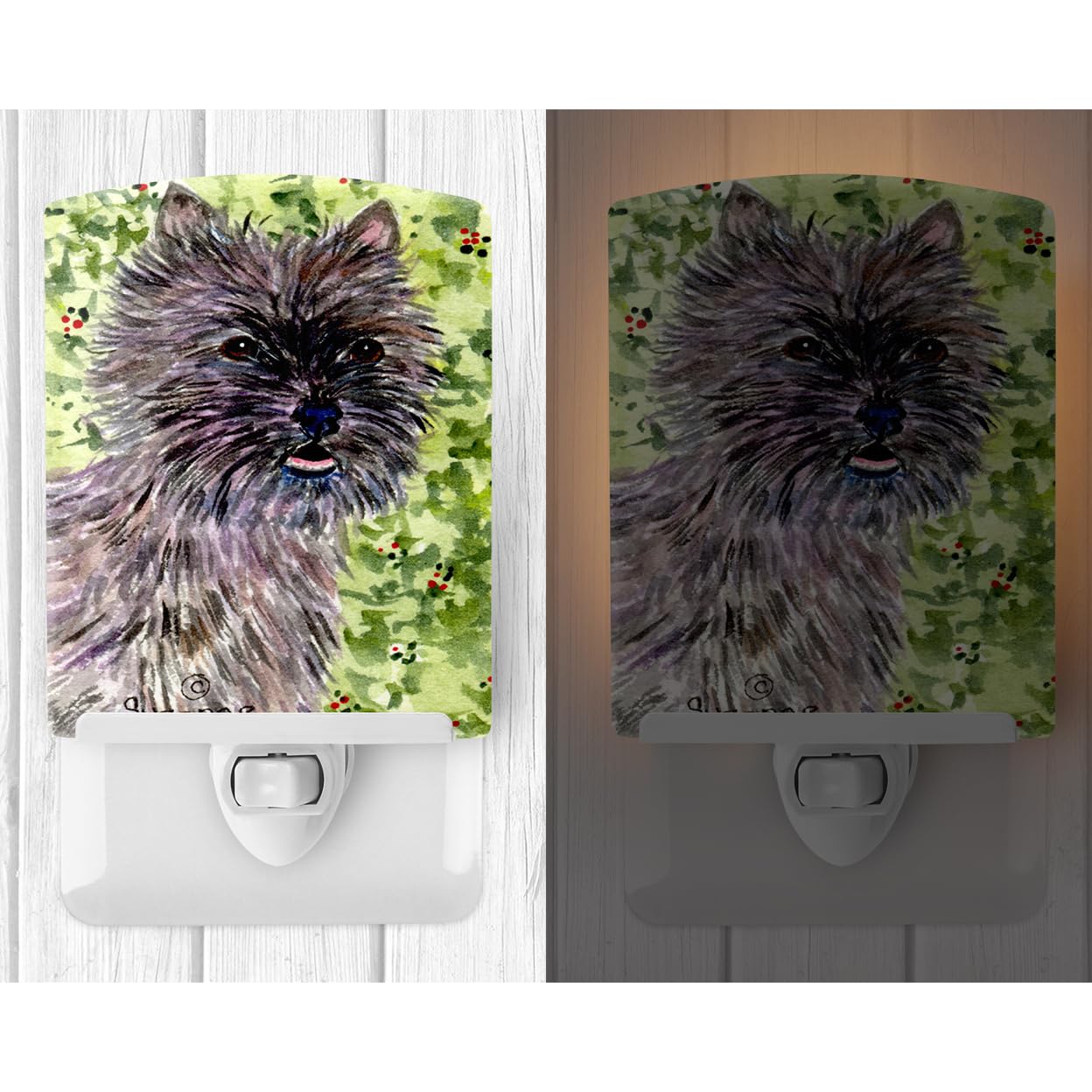 Caroline'S Treasures Ss8815Cnl Cairn Terrier Ceramic Night Light Compact, Ul-Certified, Ideal For Bedroom, Bathroom, Nursery, Hallway, Kitchen, 6X4X3, Multicolor