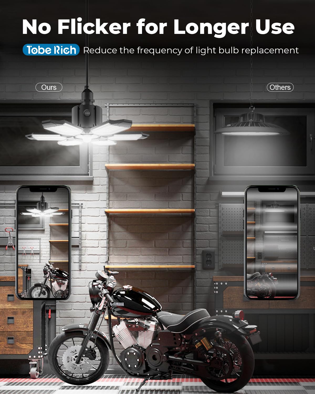 Toberich 4 Pack Motion Sensor Garage Lights, 20000Lm Motion Sensor Shop Light With 3 Switch Modes, 6500K Indoor Motion Activated