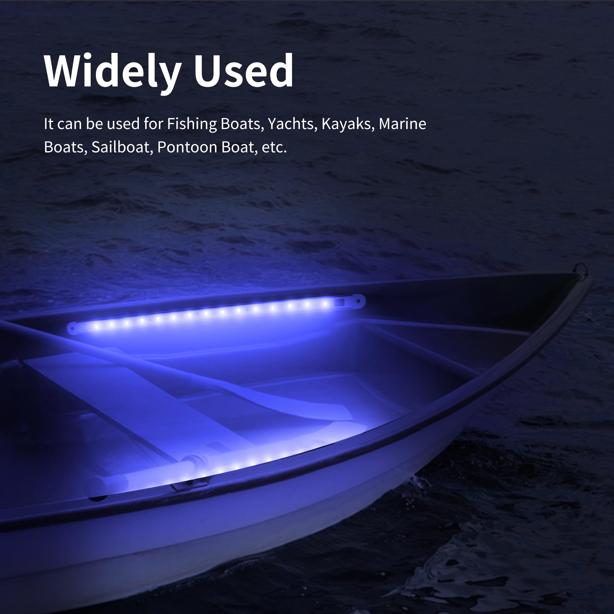 RVZONE LED Boat Interior Lights, Waterproof Marine Strip, 11.8 inch, Blue, 2 Pcs