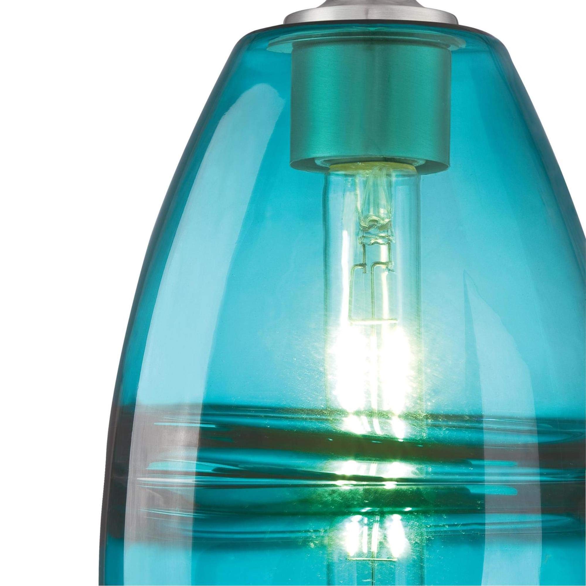 Westinghouse Soren One-Light Indoor Mini Pendant, Brushed Nickel, Turquoise Glass, Model 6366300, One Size