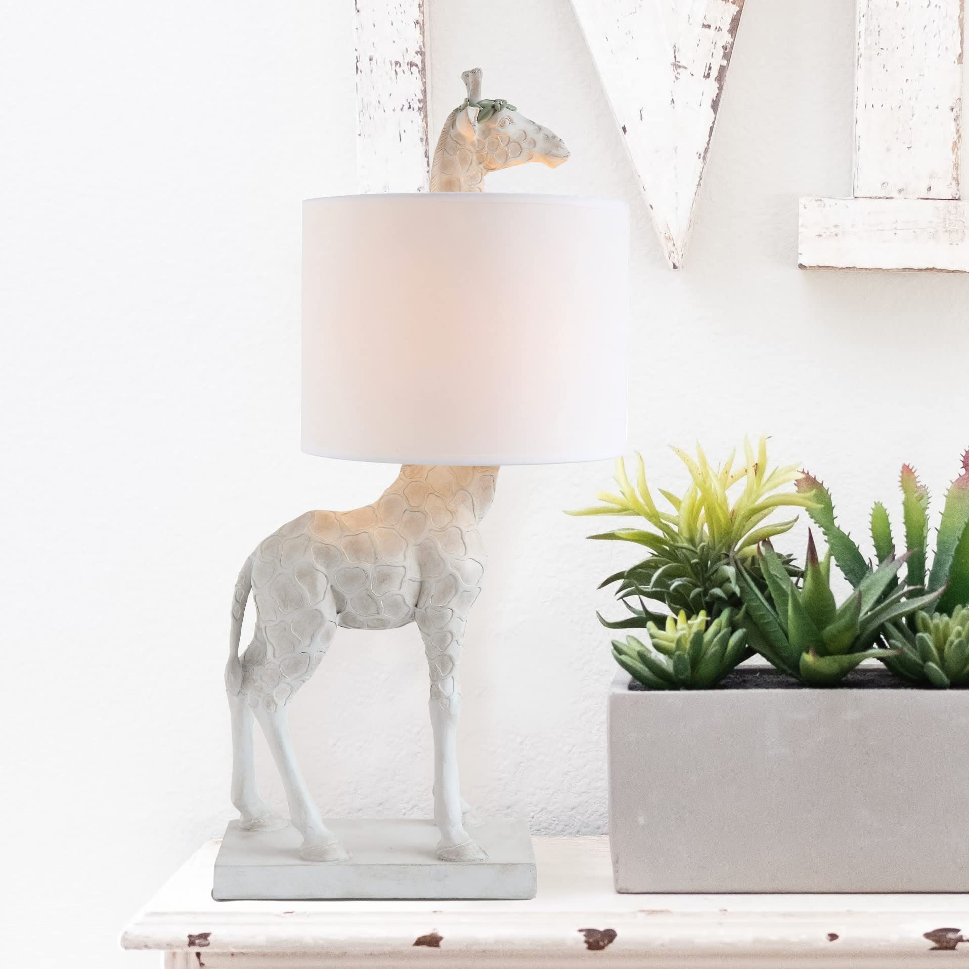 Creative Co-Op White Resin Giraffe Lamp