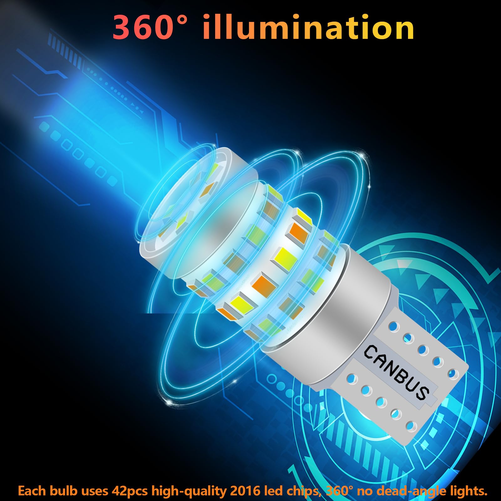 Fenikso LED Light Bulb 42SMD Switchback W5W T10 White/Amber for Car Dome Map License Plate Dash Instrument Lights 2Pcs