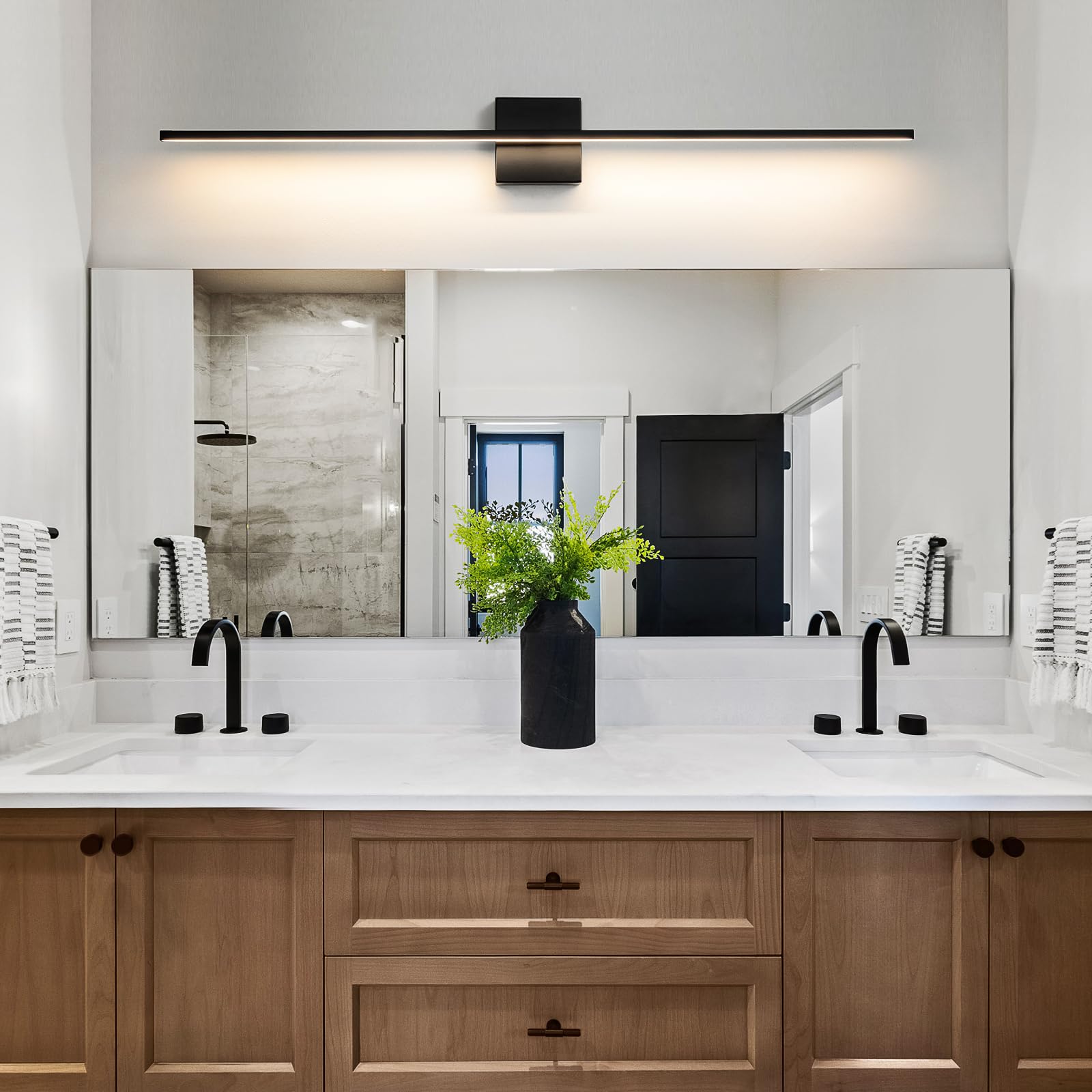 CCYCOL 39 Inch Matte Black Bathroom Vanity Light - 28W Dimming LED Wall Sconce, Model 8036WL-39BK