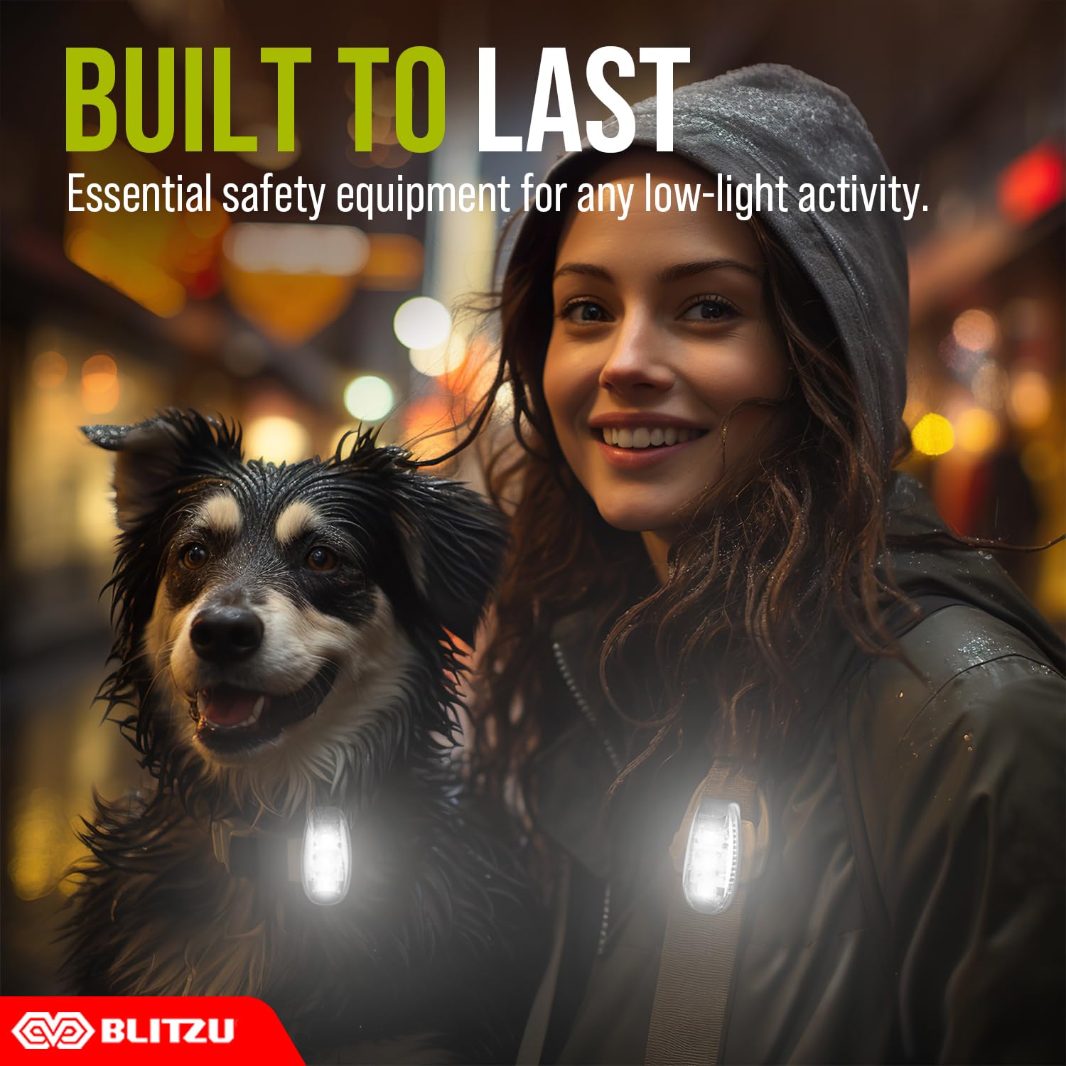 BLITZU LED Safety Lights 4 Pack - White Reflective Gear for Bike, Kayak, Dog Collar, Stroller & Night Running Accessories