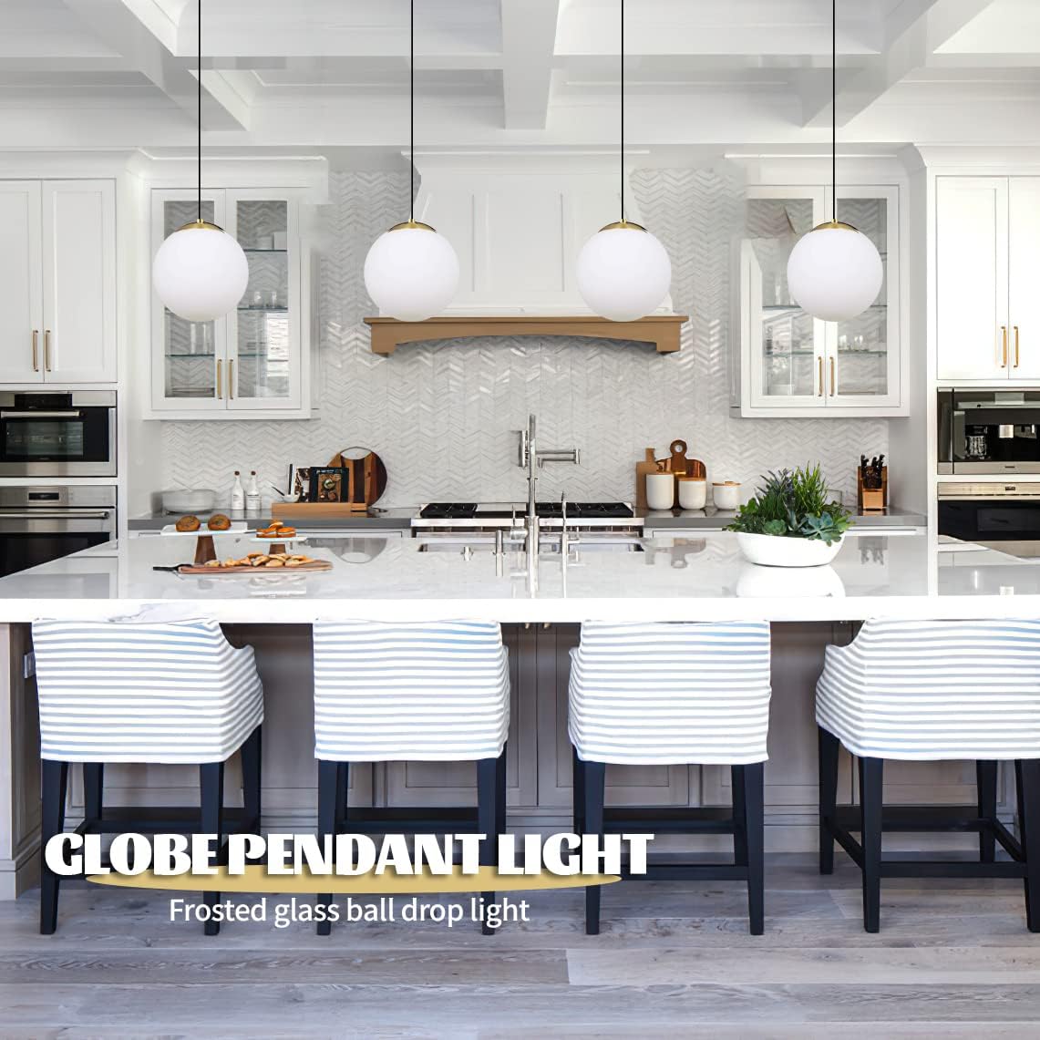Koko&Yukina 6&quot; Mini Globe Pendant Light - Opal Glass & Brass Finish For Modern Home Decor