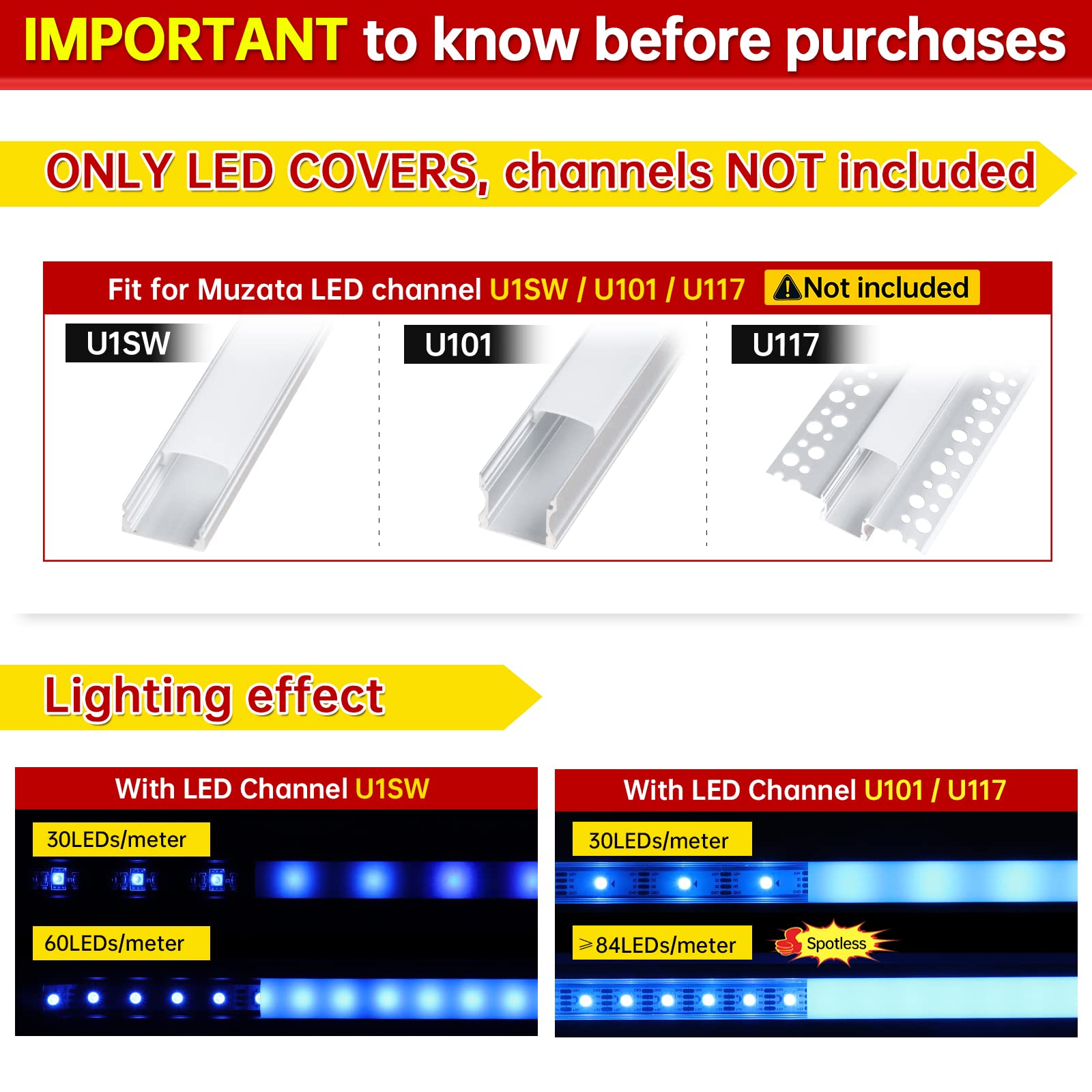 Muzata 3Pack 33Ft/10M Continuous Milky White Led Cover Tape Light Seamless Plastic For U1Sw U Shape Anti-Uv Channel Lc03 Ww (Onl