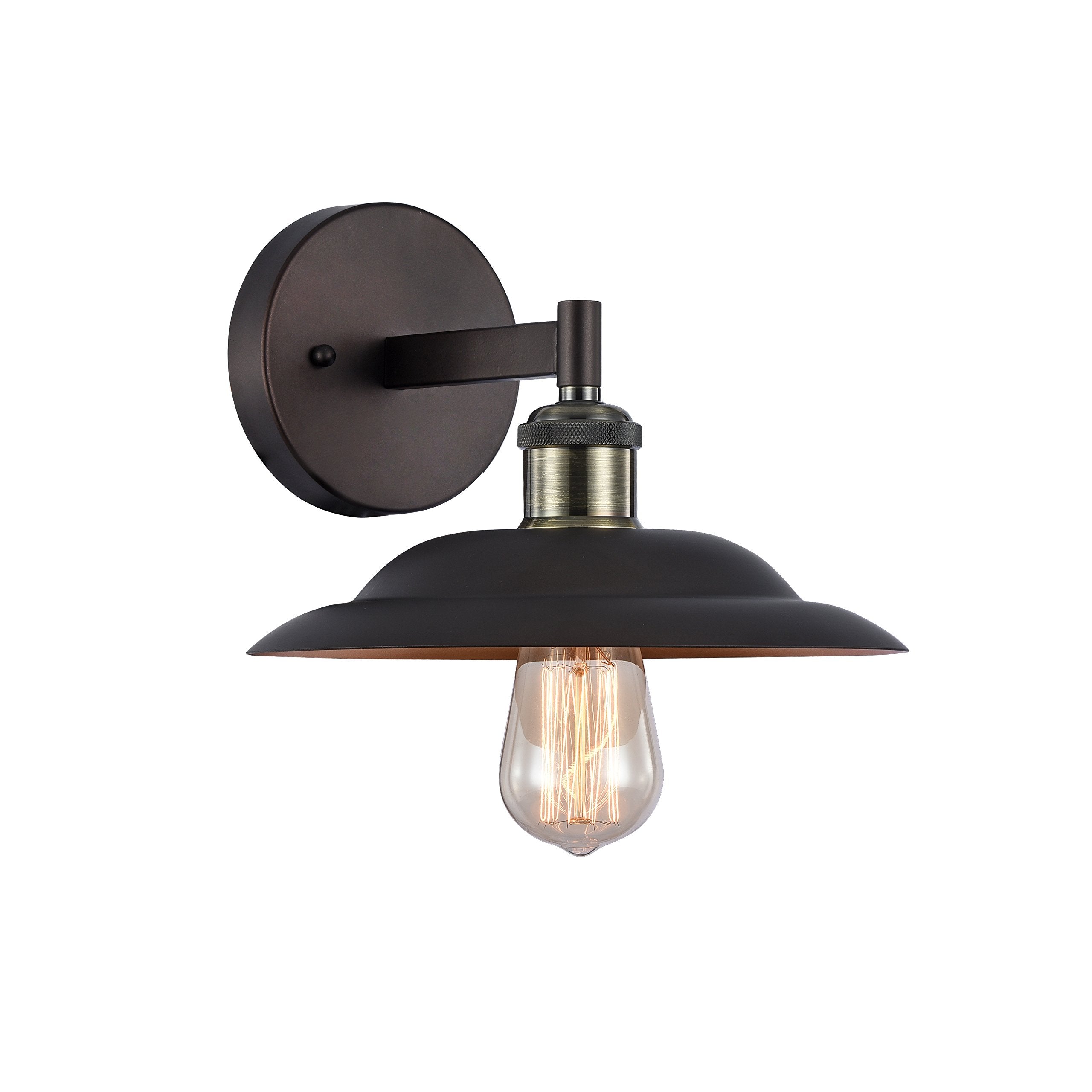 CHLOE IRONCLAD Industrial Wall Sconce, 10in Wide, Metal, Bronze, Model CH50067RB10-WS1