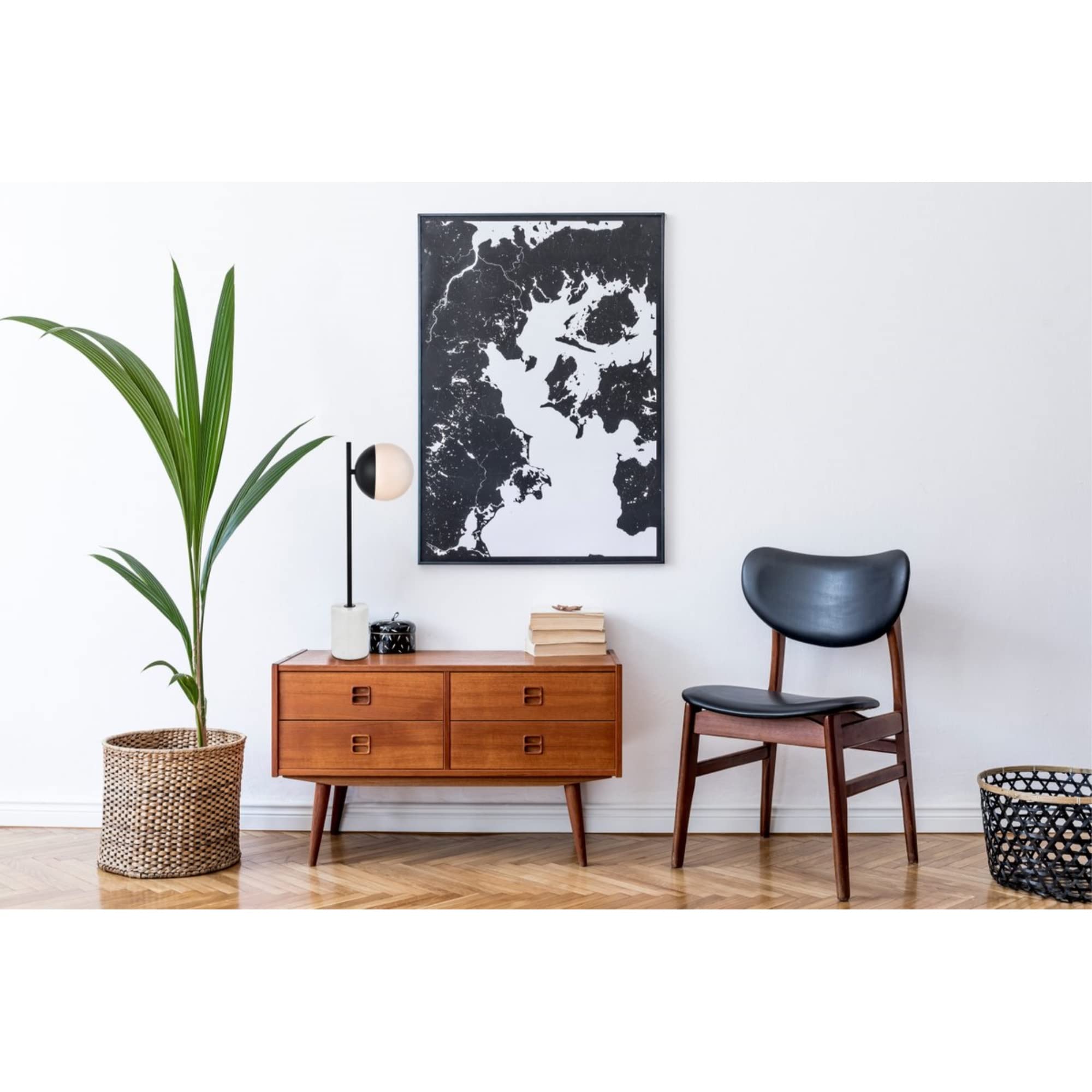 Living District Eclipse 1 Light Black Table Lamp with Frosted White Glass