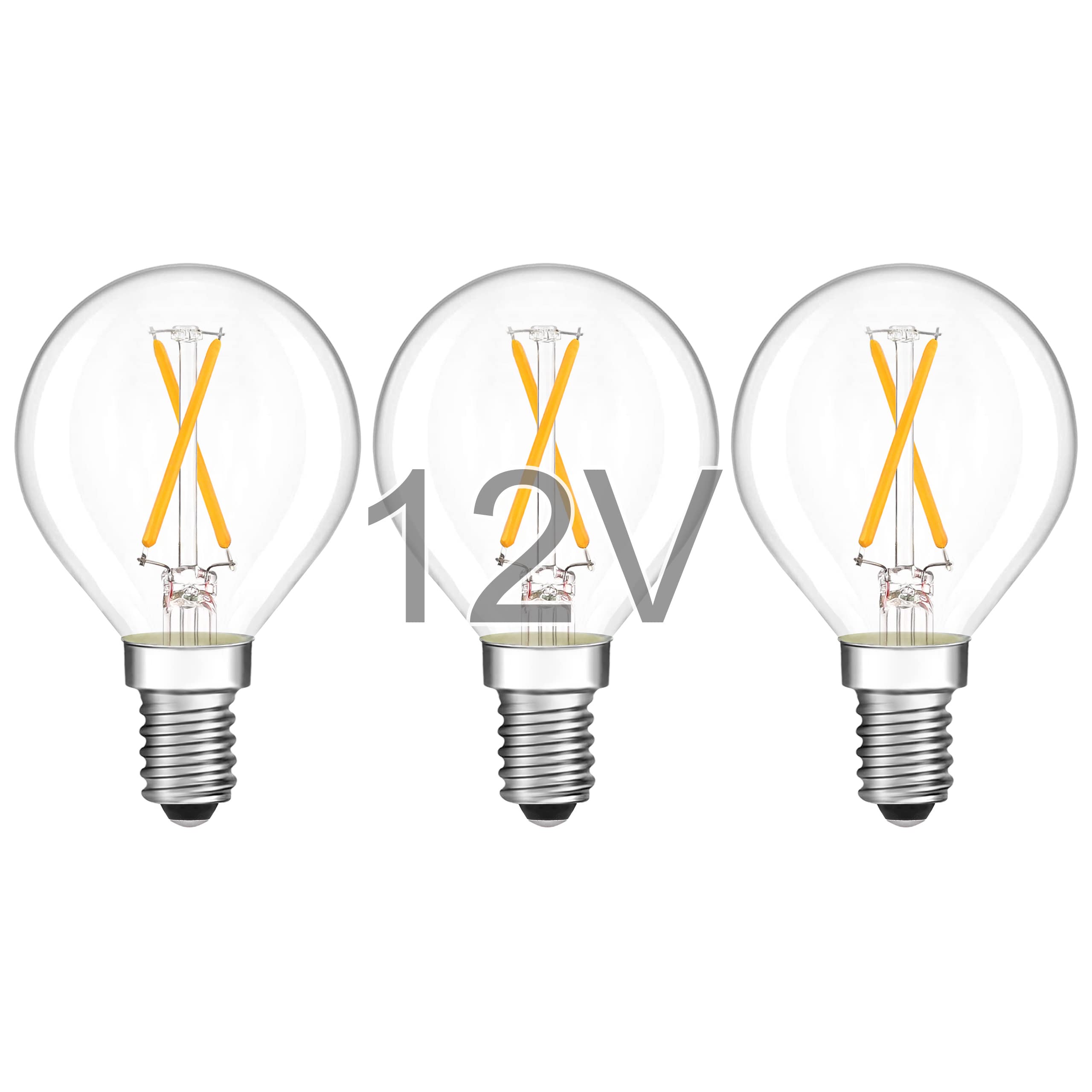 Tokcon 12V Low Voltage Led Light Bulbs - Soft Warm 2700K 2W (Only For 12 Volt Dc/Ac)- 25W Equivalent E12 Candelabra Base Small G