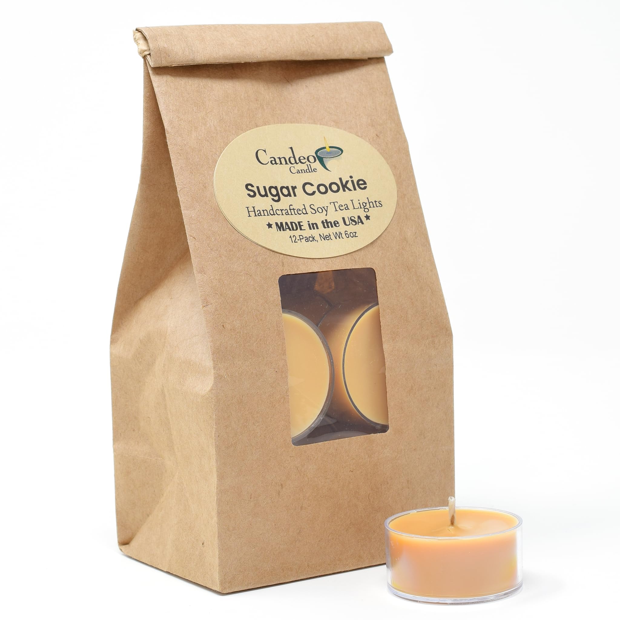 Candeo Candle Classic Christmas Tealights 12 Pack Soy Beeswax Blend - Candy Cane, Peppermint Bark, Gingerbread, Sugar Cookie & C