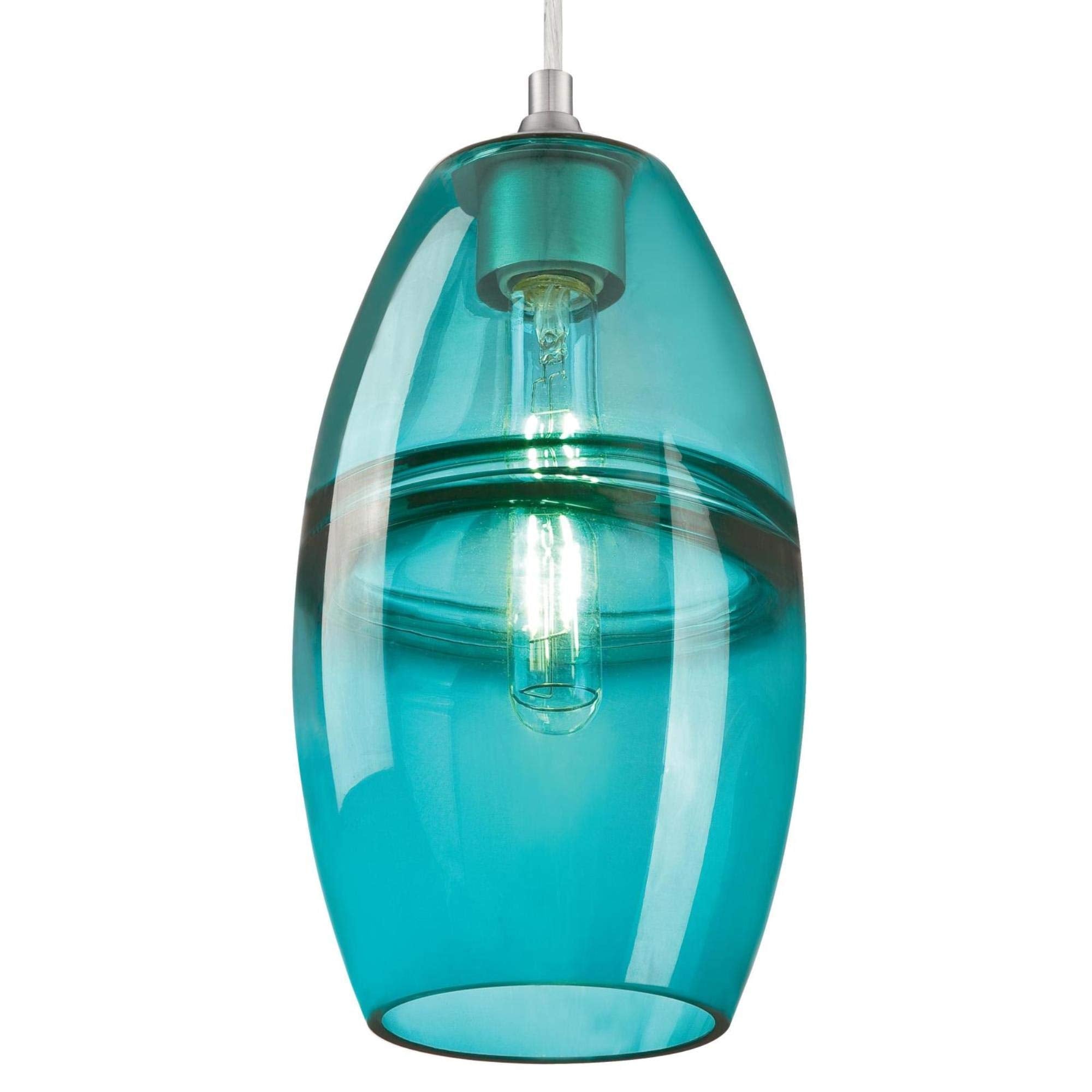 Westinghouse Soren One-Light Indoor Mini Pendant, Brushed Nickel, Turquoise Glass, Model 6366300, One Size