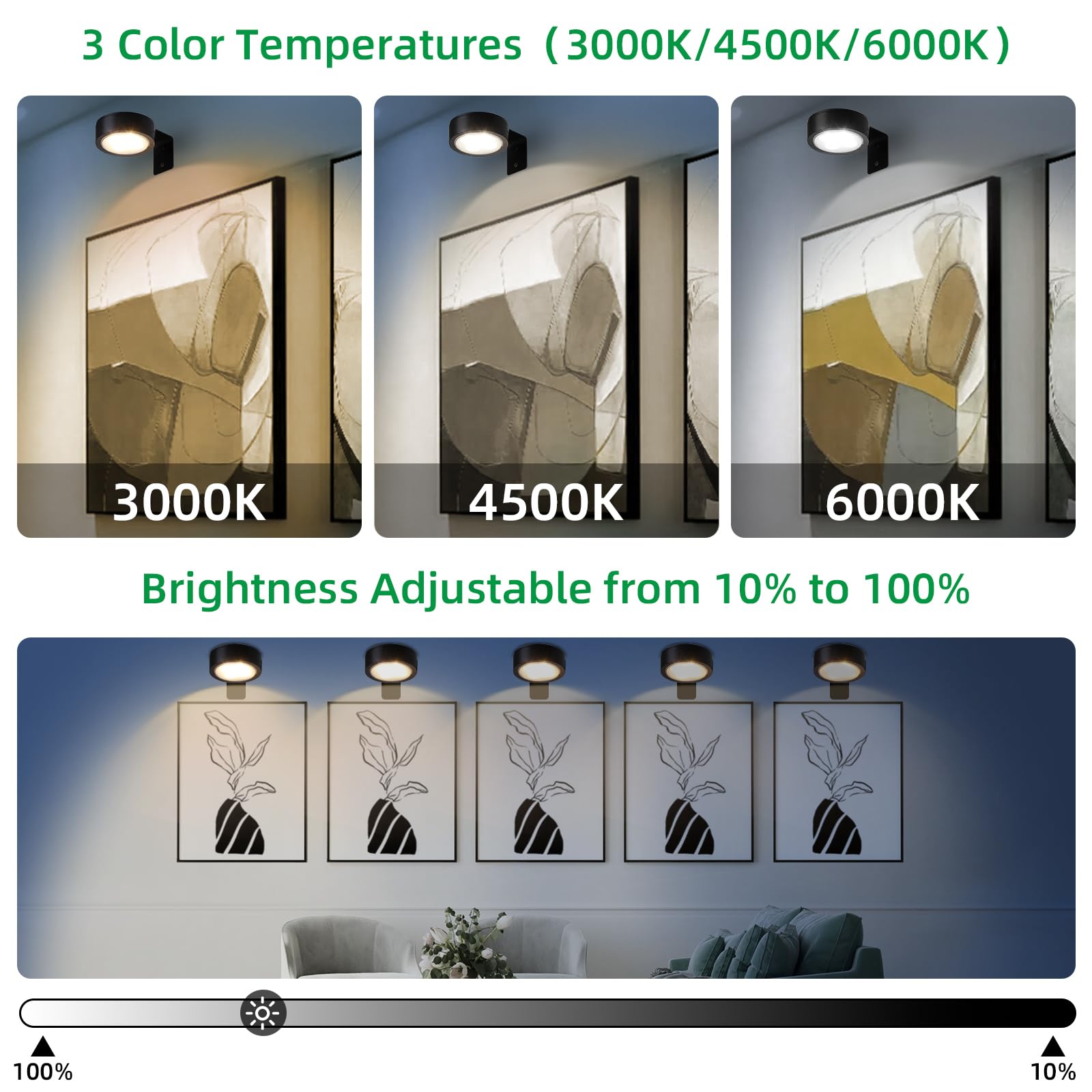 Ovyiech 4 Pack Wireless Picture Lights For Wall,Rechargeable Picture Light Battery Operated With Remote,Led Painting Light For A
