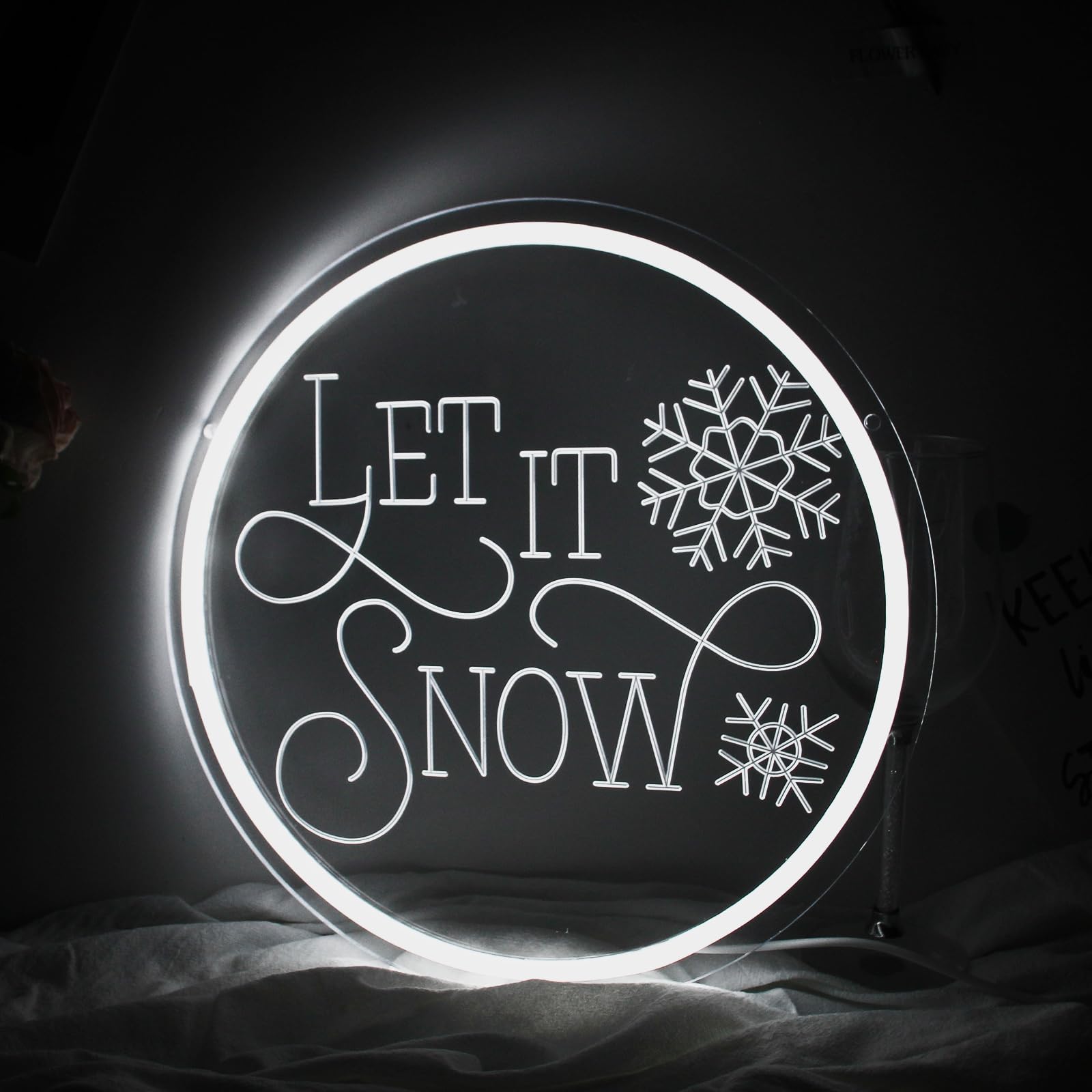 Jesalah Let It Snow Neon Sign - White LED Lamp for Kids Room, 12.8"x12.8", Model CX-snow, Perfect Christmas Gift and Home Decor