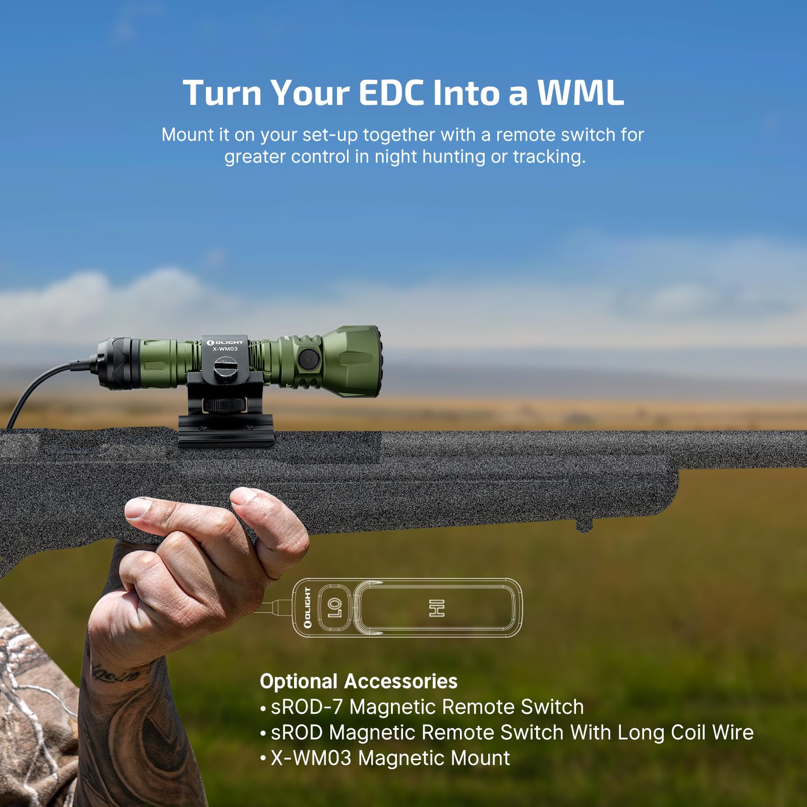 OLIGHT Javelot Powerful Tactical Flashlight 1,350 Lumens, Rechargeable EDC Flashlights Dual Switches with Long Beam 2395ft, Doub