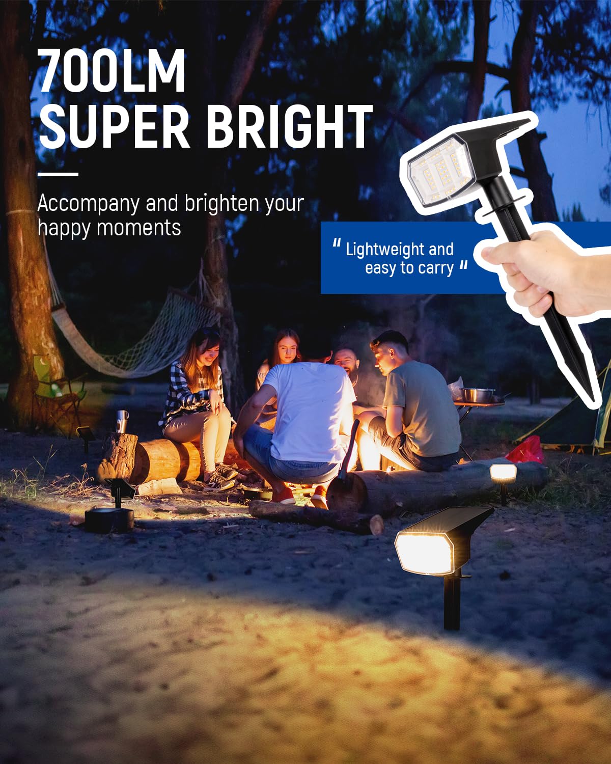 AUDERWIN Solar Spotlights Outdoor, 63 LED, IP65 Waterproof, Warm White, 4 Pack, Model 8796 - Perfect for Garden, Pathway, and Christmas Decor