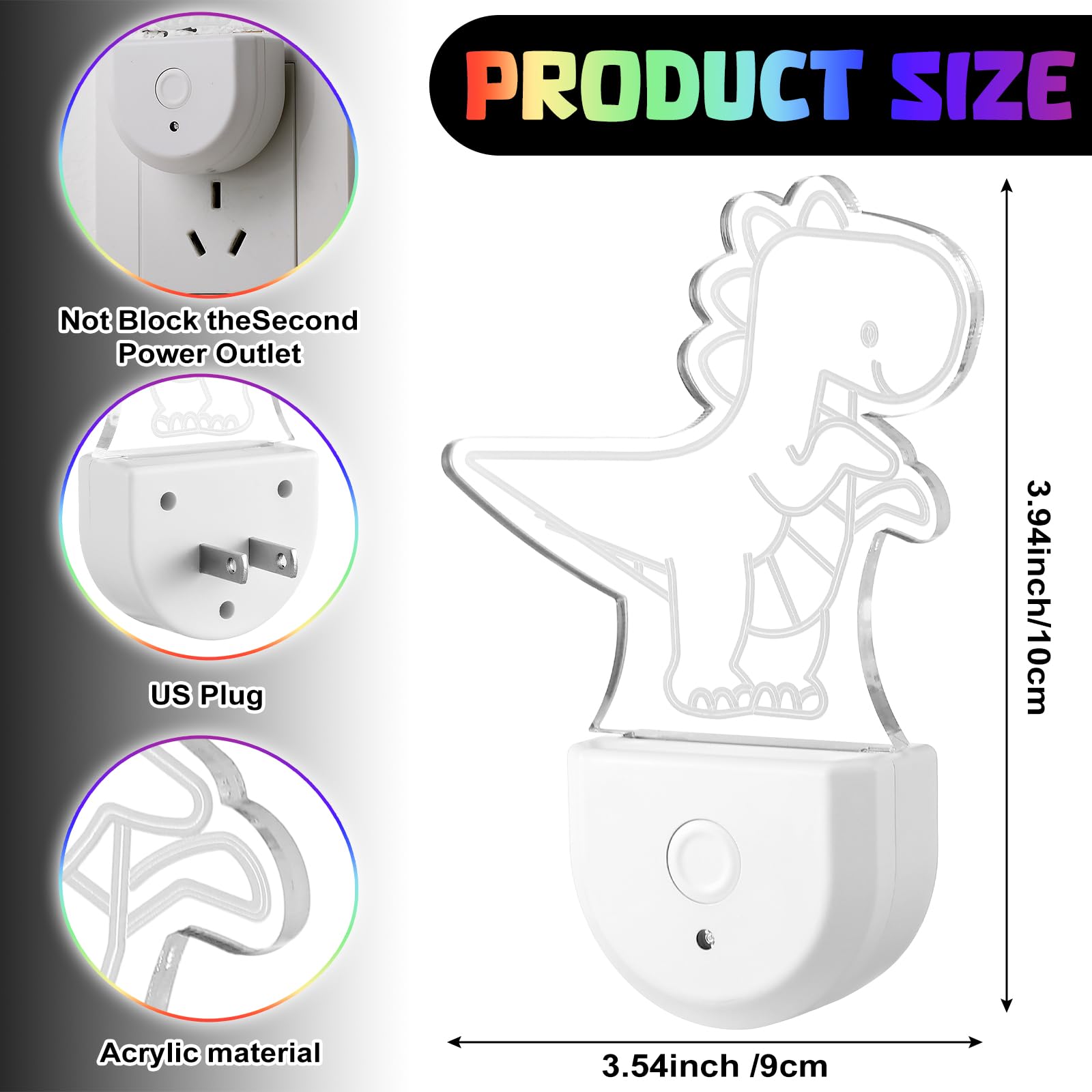 Rossesay 2 Pcs Night Light for Kids Night Light Plug into Wall Fairy LED Night Light Dusk to Dawn 6 RGB Cloros Change Nightlight