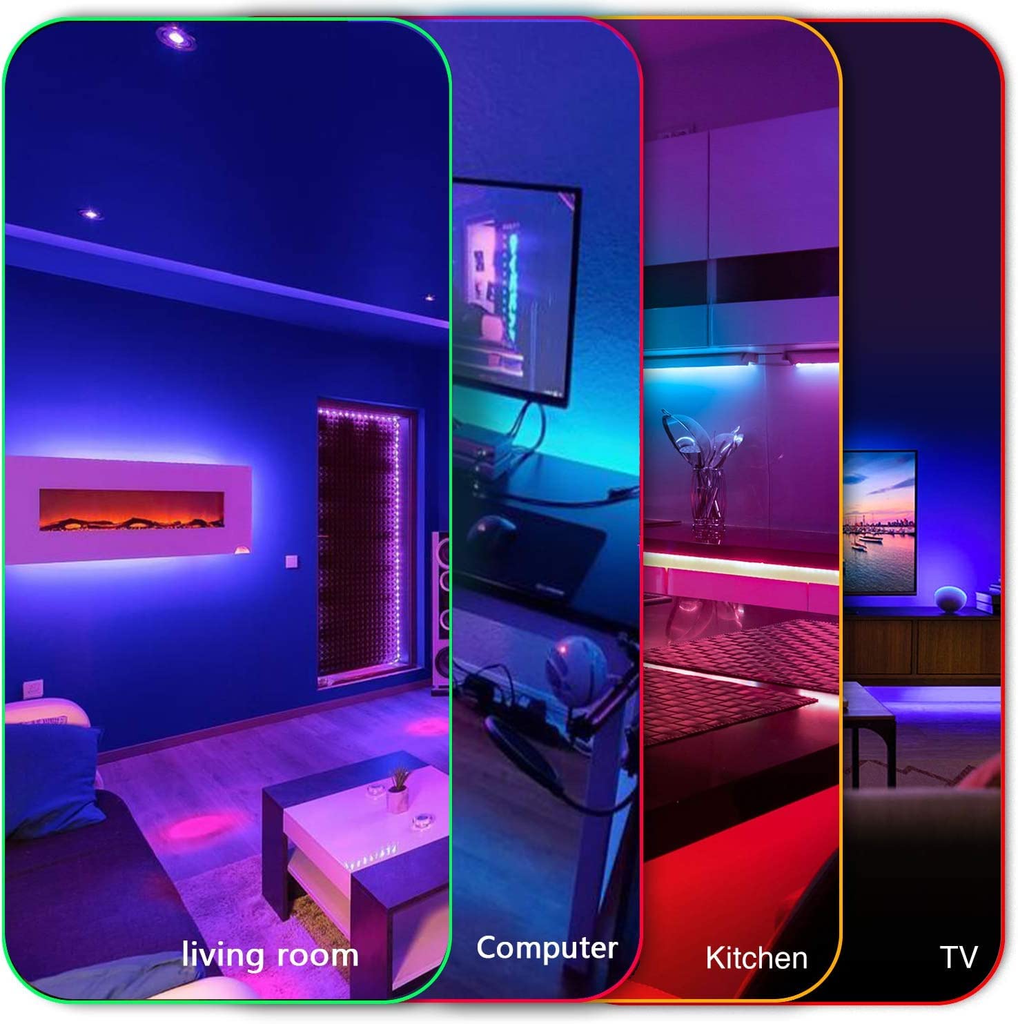DAYBETTER 5050 RGB LED Strip Lights - Color Changing, 150ft Length, Infrared Remote Control