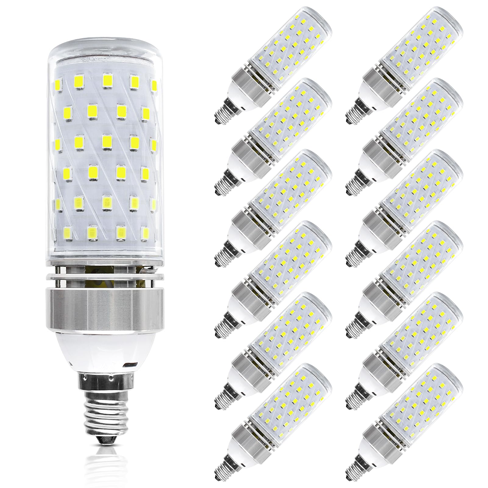 LEDLightsWorld Super Bright E12 LED Bulbs 16W 1500LM Nature White 4000K Pack of 12 Non-Dimmable E12 Base