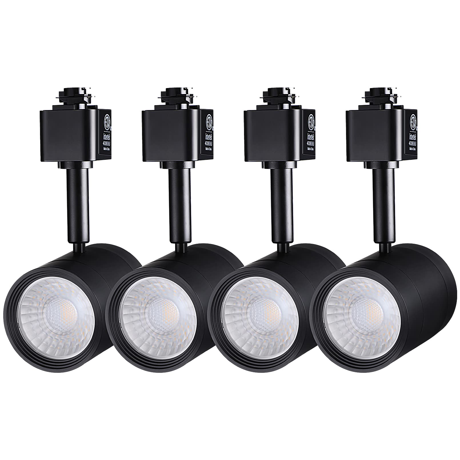 LEONLITE 8.5W LED Track Lighting Heads, H Type Track Light Heads, 38° Dimmable Track Lighting Fixture Ceiling, CRI90 Spotlight Fixture, 4000K Cool White, Matte Black, ETL Listed, Pack of 4