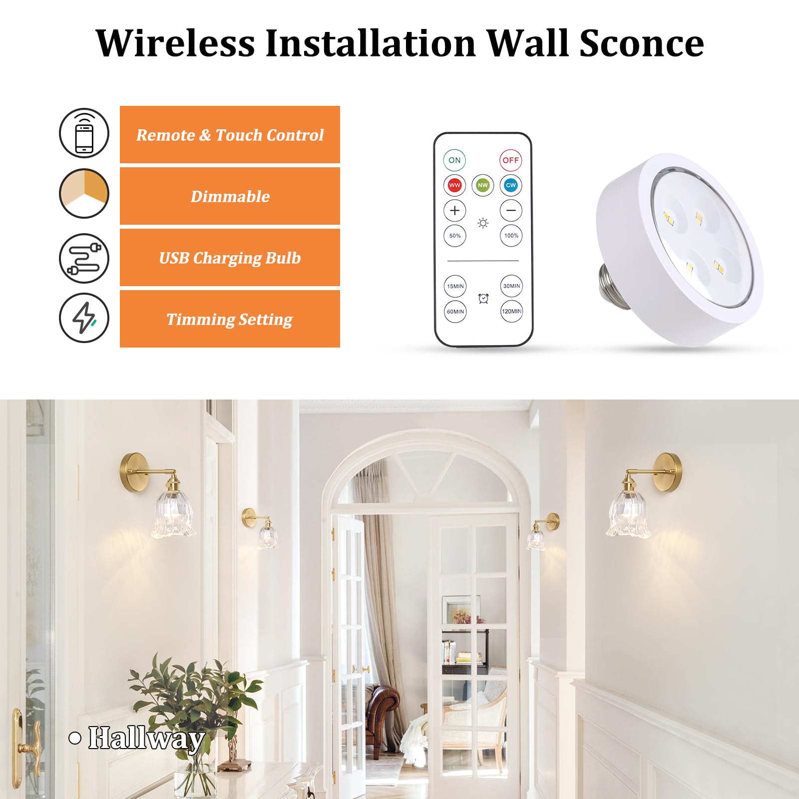 Shenmoyl Vintage Battery Operated Wall Sconces Set Of Two, Rechargeable Battery Powered Wall Sconces With Remote Control, Wirele