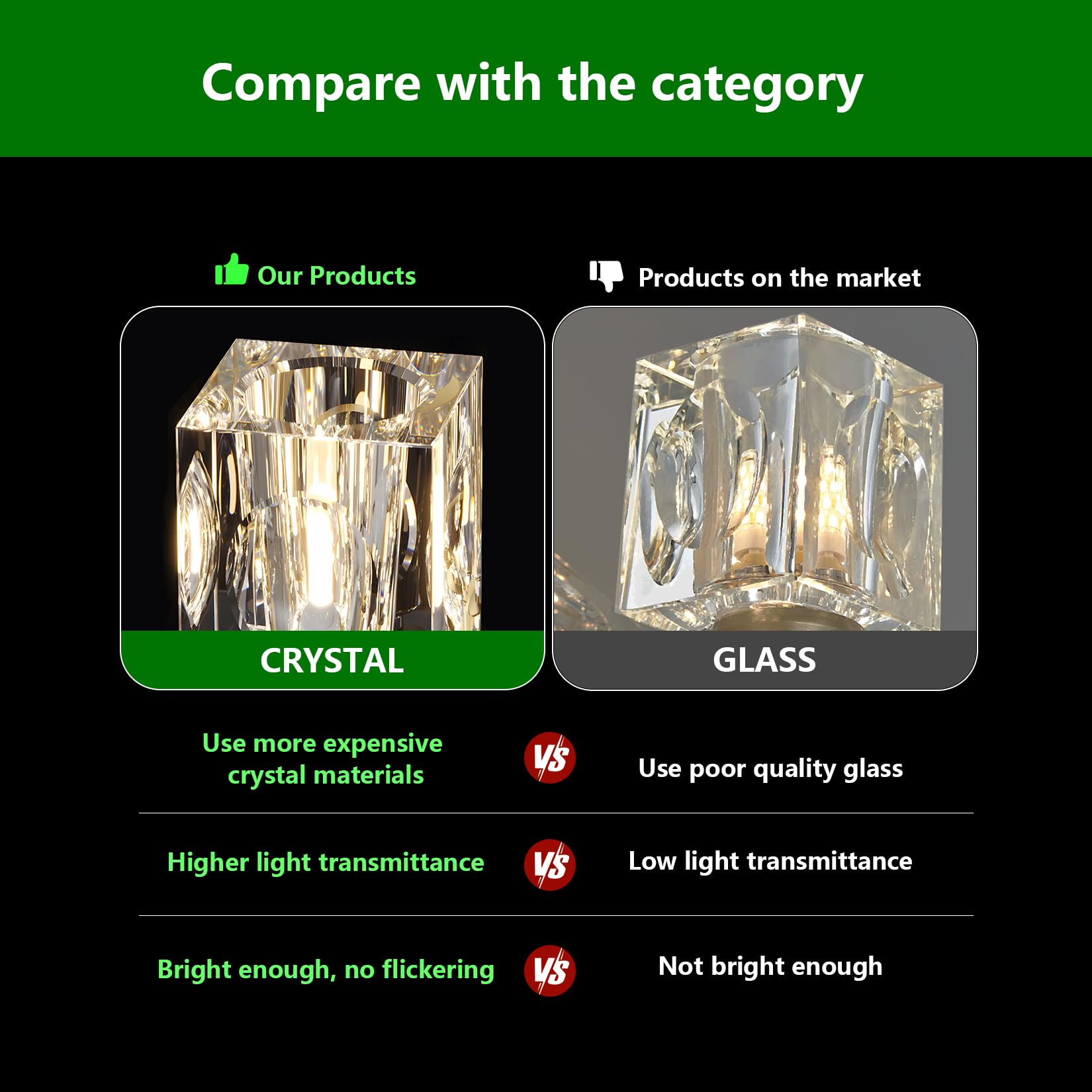 OKES Gold Modern Crystal Chandelier, 8-Light Rectangular Pendant Light for Dining Room, Kitchen Island, Model AM-0092-10H-2