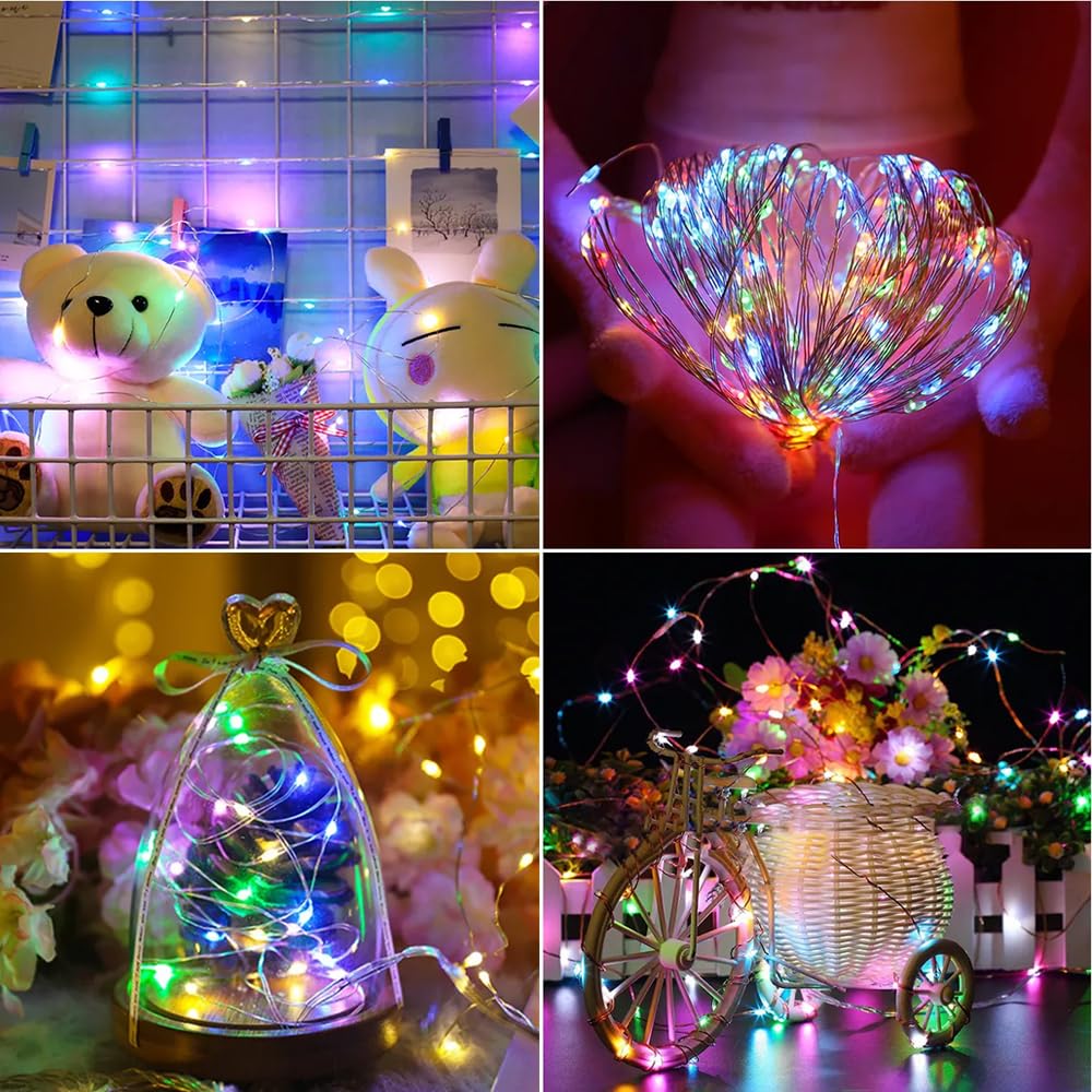 Bqzyx+ 3 Pack Usb Fairy Lights Usb Powered String Lights Multi-Colored 2 Meters 20 Lamp Beads Led Christmas Lights Fairy String Lights Led Light String (Multi-Colored 2M)