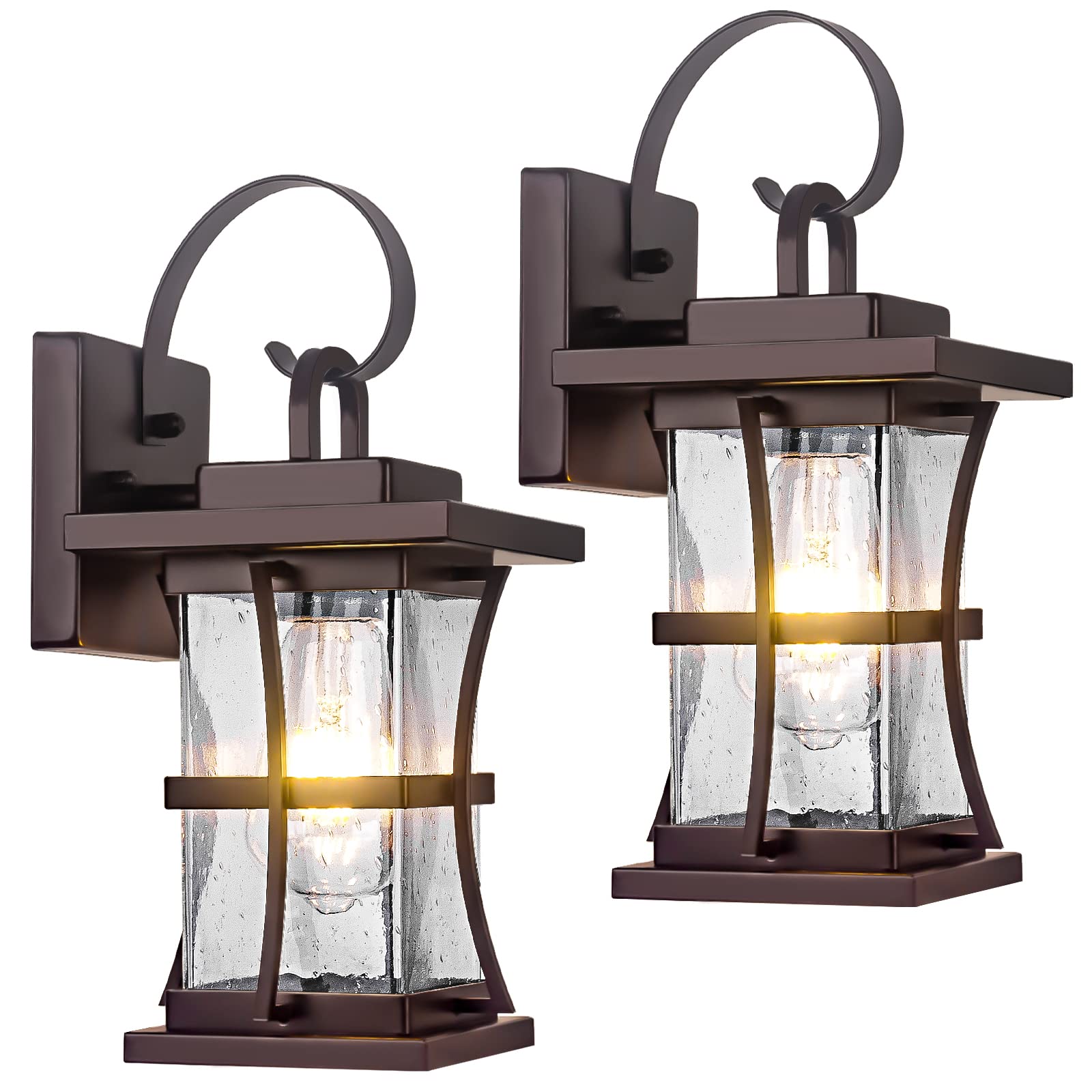 2 Packs Outdoor Wall Light, Oil Rubbed Bronze Exterior Light Fixture Waterproof Porch Sconces Wall Mounted Lighting, Anti-Rust Rustic Wall Sconce For House Garage, Doorway, Front Door Entryway, E26