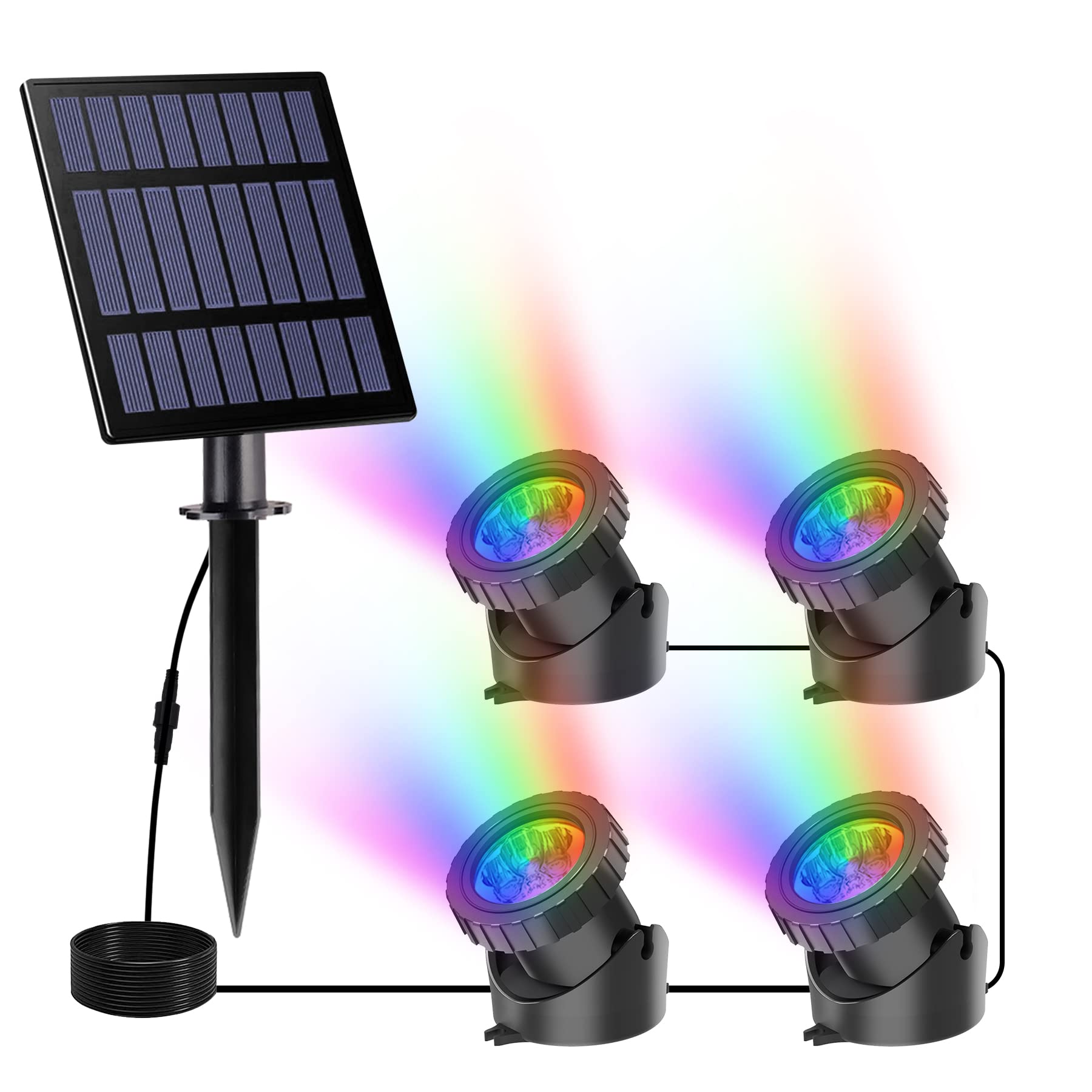 Crepow Rgb Led Solar Pond Lights - Ip68 Waterproof Color Changing Spotlights For Garden & Pool