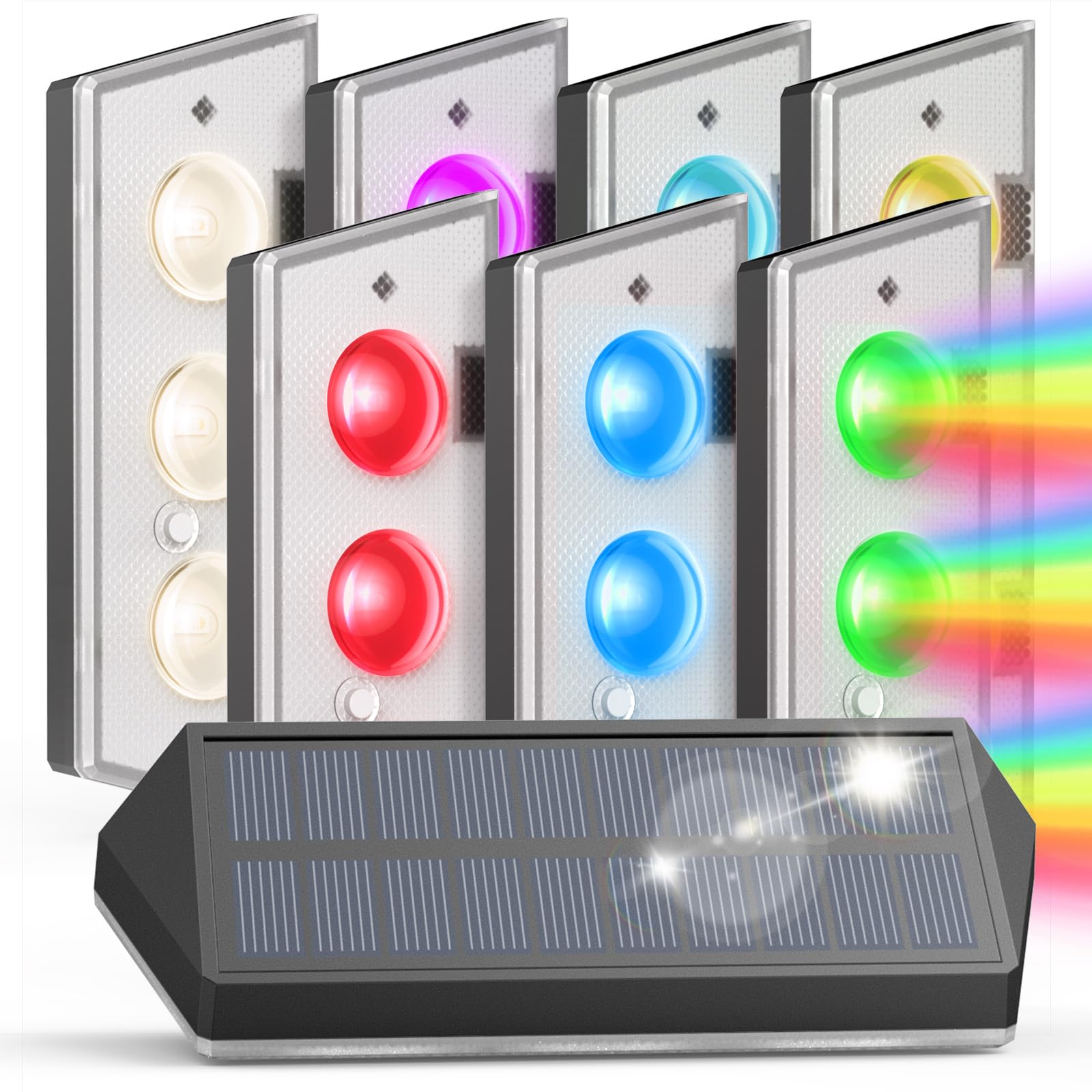 Veeool Solar Fence Lights Outdoor Waterproof, LED Deck Light Solar Powered for Garden Yard/Railing/Pathway/Patio/Step, IP65 Wate