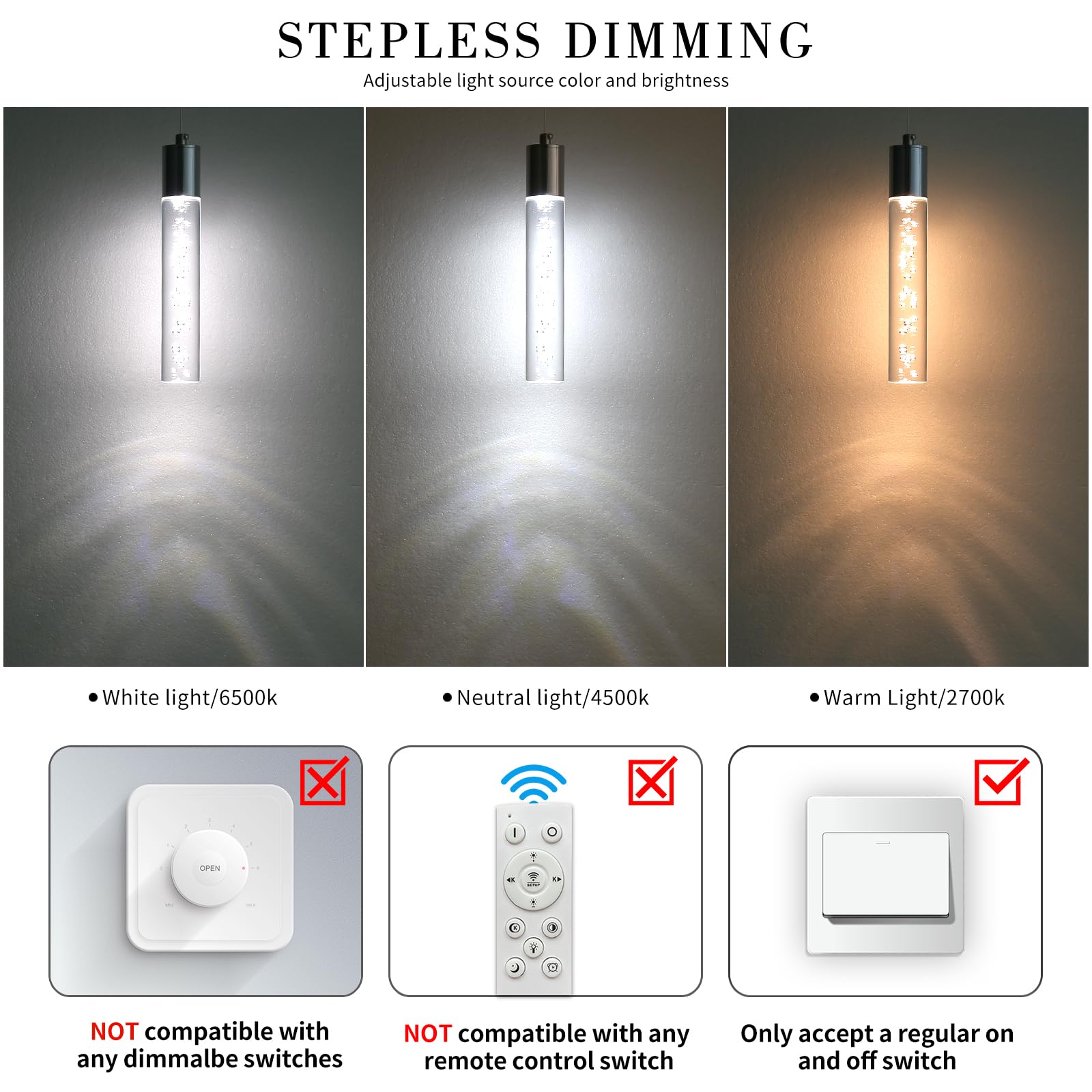 Daoseolo Modern LED Pendant Light, Chrome Bubble Fixture, 3 Color Options, Small Size, Ideal for Kitchen Island and Dining Room